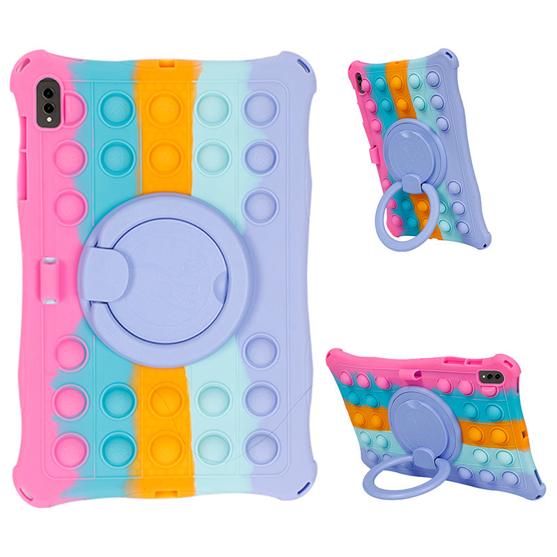 For Samsung Galaxy Tab S9 S8 S7 Silicone PC Tablet Case Push Pop Bubble Cover with Rotary Kickstand