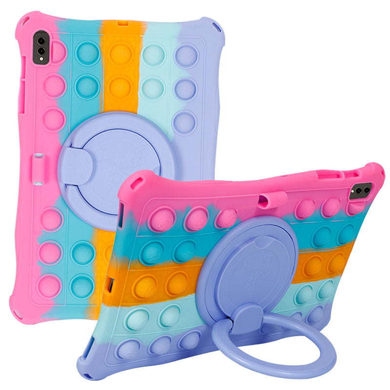 For Samsung Galaxy Tab S9 S8 S7 Push Pop Bubble Tablet Case Rotary Kickstand Silicone PC Cover