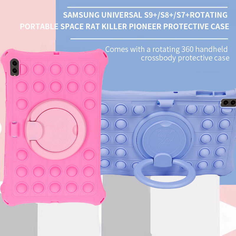 For Samsung Galaxy Tab S9 S8 S7 Push Pop Bubble Tablet Case Rotary Kickstand Silicone PC Cover