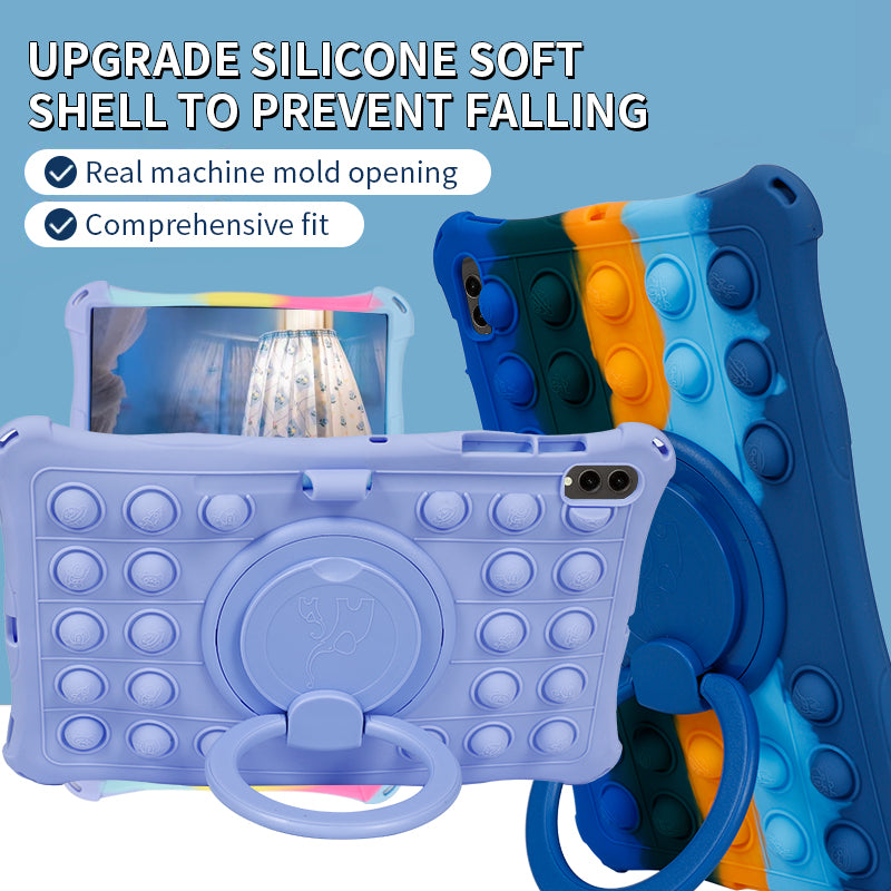 For Samsung Galaxy Tab S9 S8 S7 Push Pop Bubble Tablet Case Rotary Kickstand Silicone PC Cover