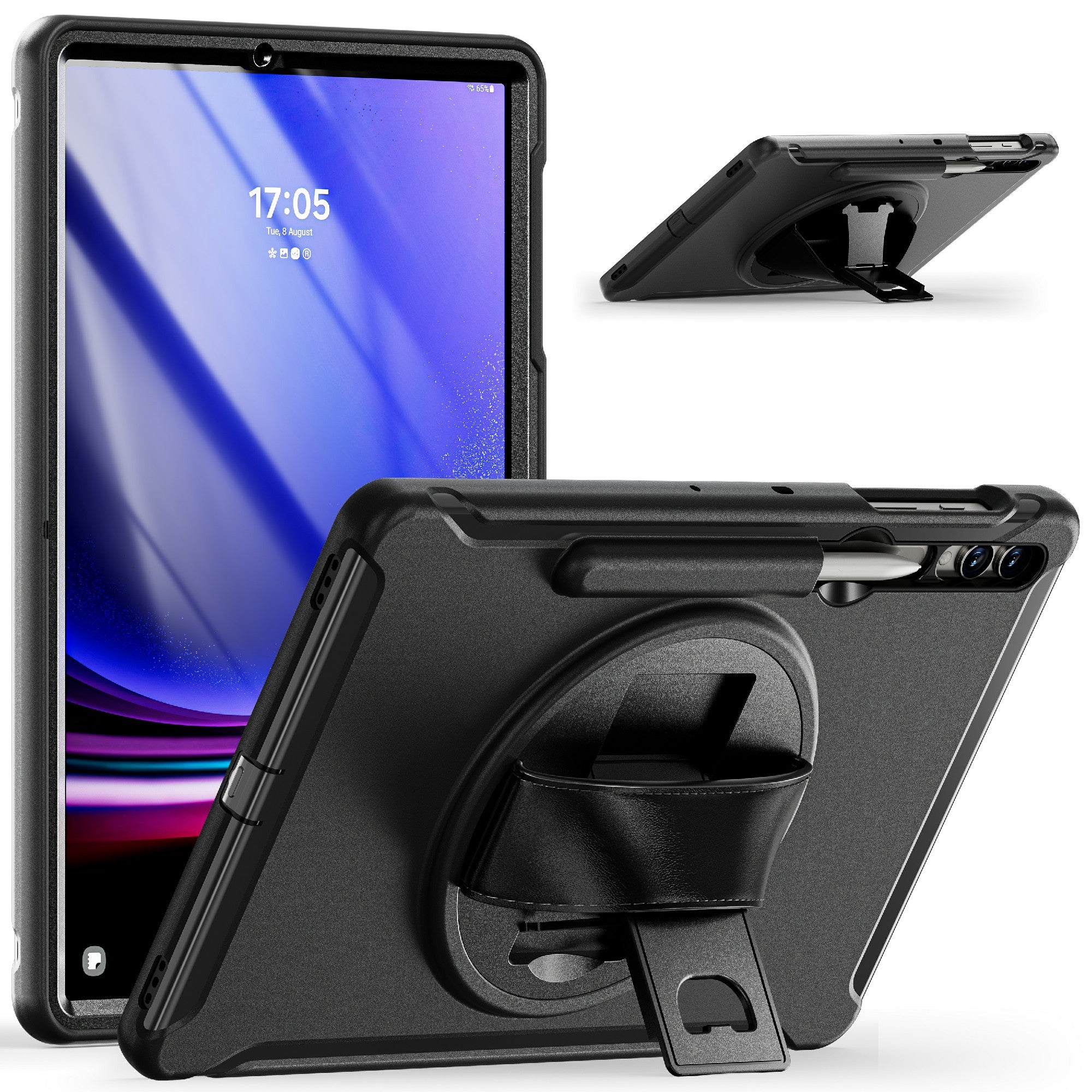 For Samsung Galaxy Tab S7 T970 Tab S7 FE T730 Tab S8 X800 Tab S9 X810 Case Pen Holder PC TPU Tablet Kickstand Cover