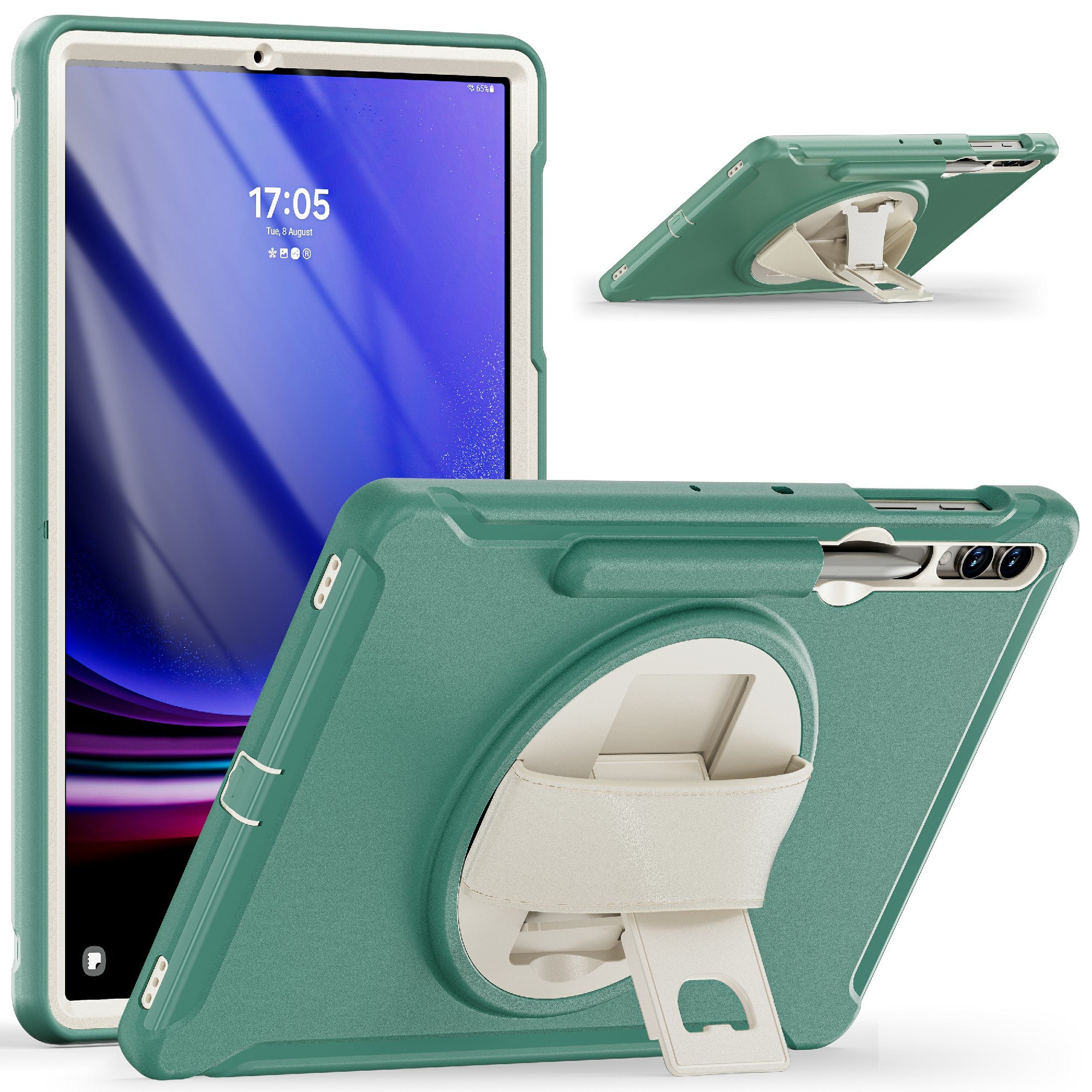 For Samsung Galaxy Tab S7 T970 Tab S7 FE T730 Tab S8 X800 Tab S9 X810 Case Pen Holder PC TPU Tablet Kickstand Cover