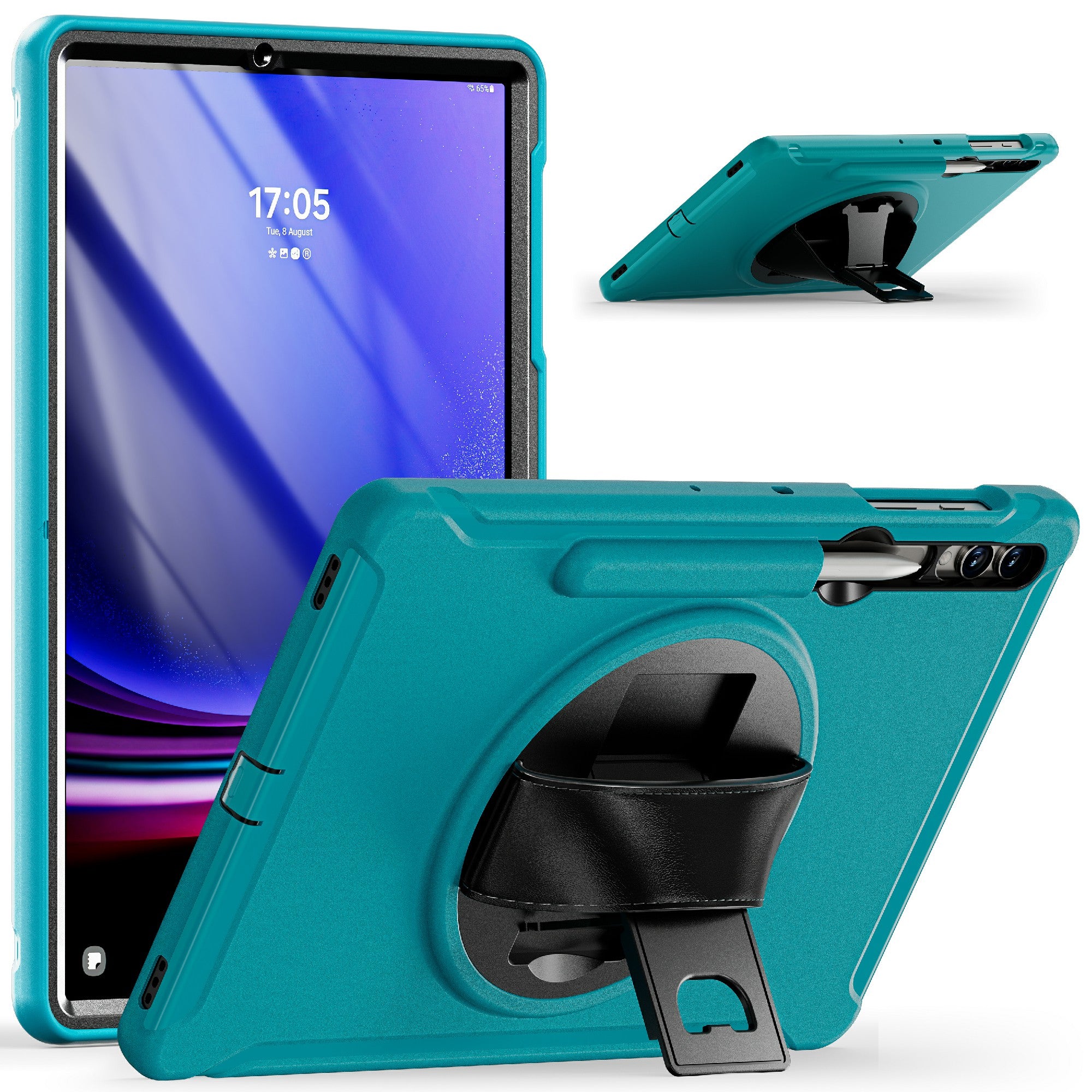 For Samsung Galaxy Tab S7 T970 Tab S7 FE T730 Tab S8 X800 Tab S9 X810 Case Pen Holder PC TPU Tablet Kickstand Cover