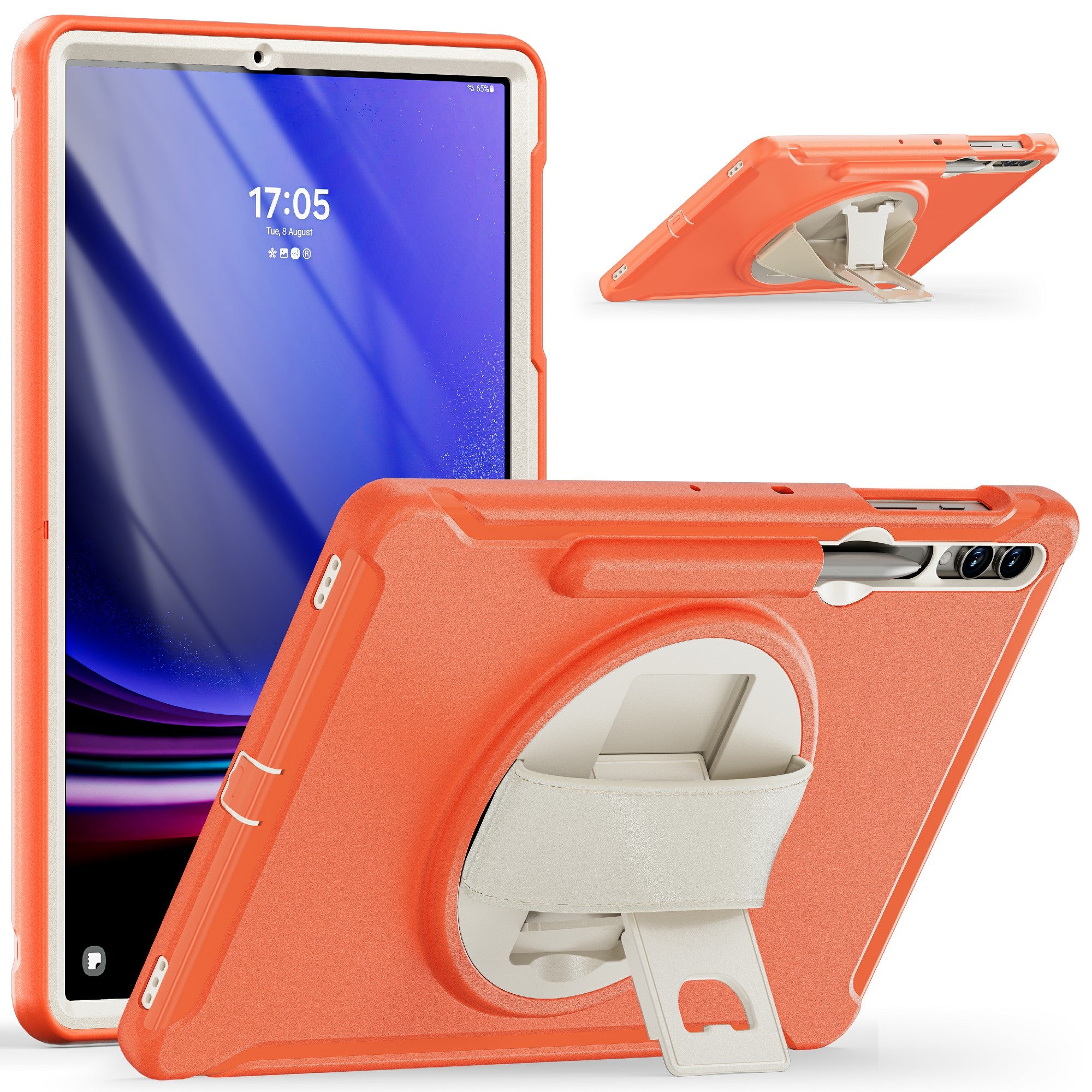 For Samsung Galaxy Tab S7 T970 Tab S7 FE T730 Tab S8 X800 Tab S9 X810 Case Pen Holder PC TPU Tablet Kickstand Cover