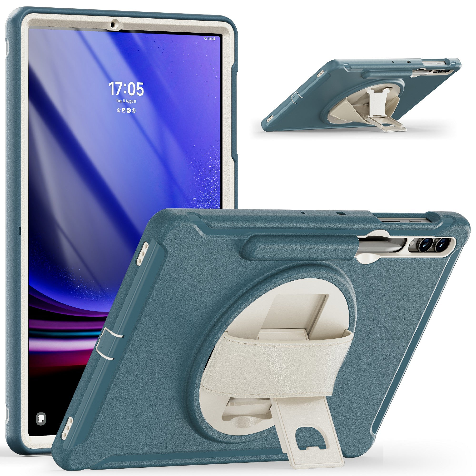 For Samsung Galaxy Tab S7 T970 Tab S7 FE T730 Tab S8 X800 Tab S9 X810 Case Pen Holder PC TPU Tablet Kickstand Cover