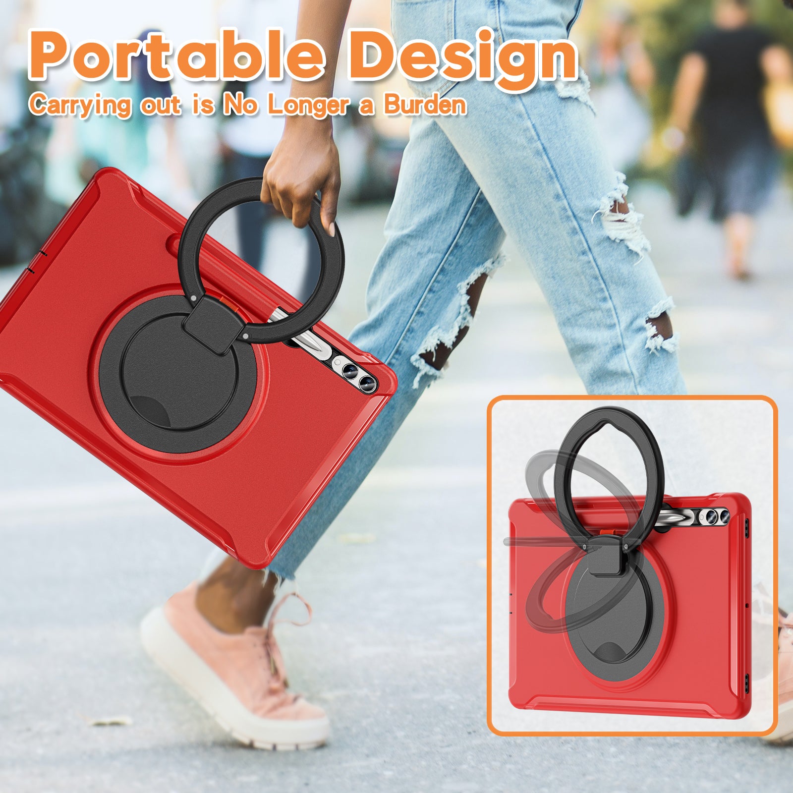 For Samsung Galaxy Tab S7 T970 Tab S7 FE T730 Tab S8 X800 Tab S9 X810 Case PC TPU Rotating Kickstand Tablet Cover with Pen Holder