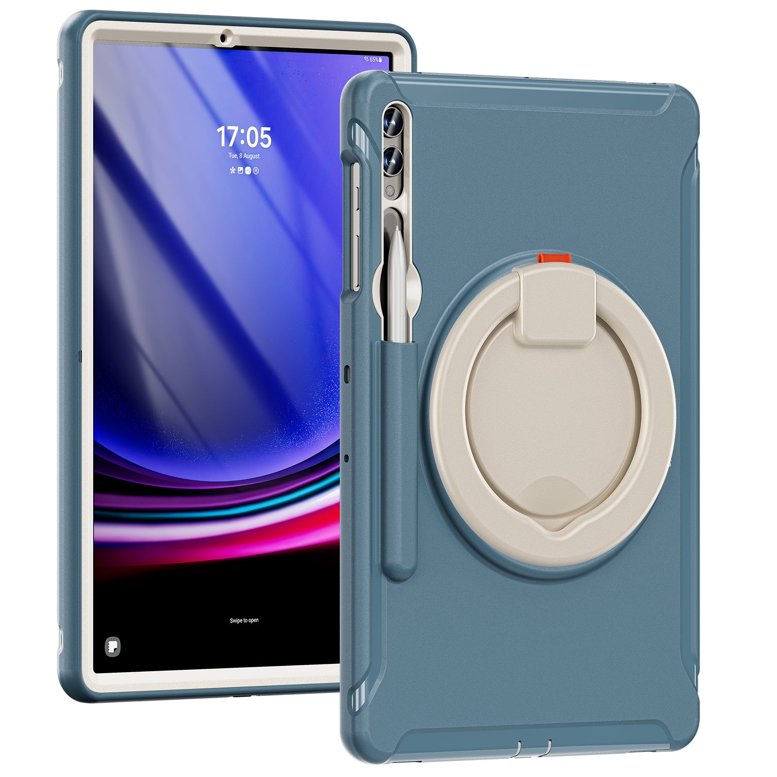For Samsung Galaxy Tab S7 T970 Tab S7 FE T730 Tab S8 X800 Tab S9 X810 Case PC TPU Rotating Kickstand Tablet Cover with Pen Holder
