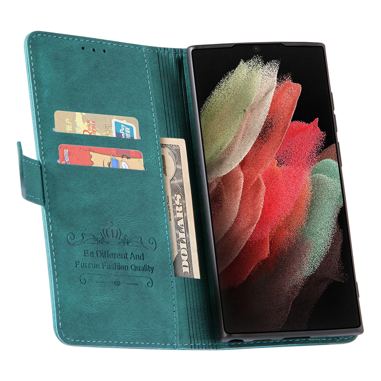 Outer Card Holder Phone Stand Case for Samsung Galaxy S23 Ultra Stitching PU Leather Wallet Phone Cover