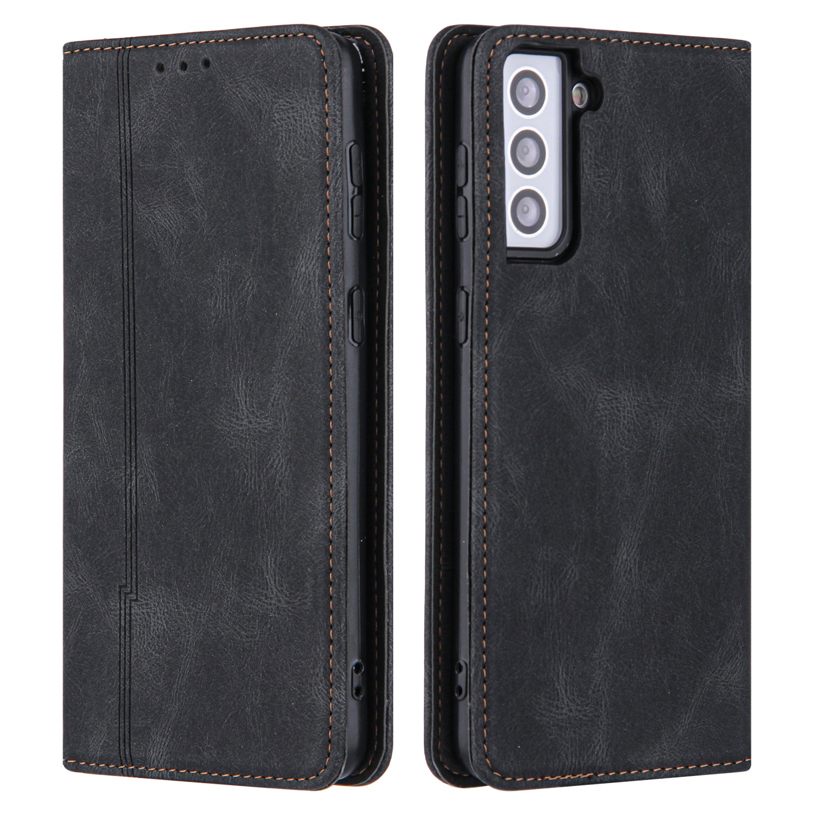 Lines Imprinted Leather Phone Case for Samsung Galaxy S23 Skin-touch Stand Wallet Phone Cover