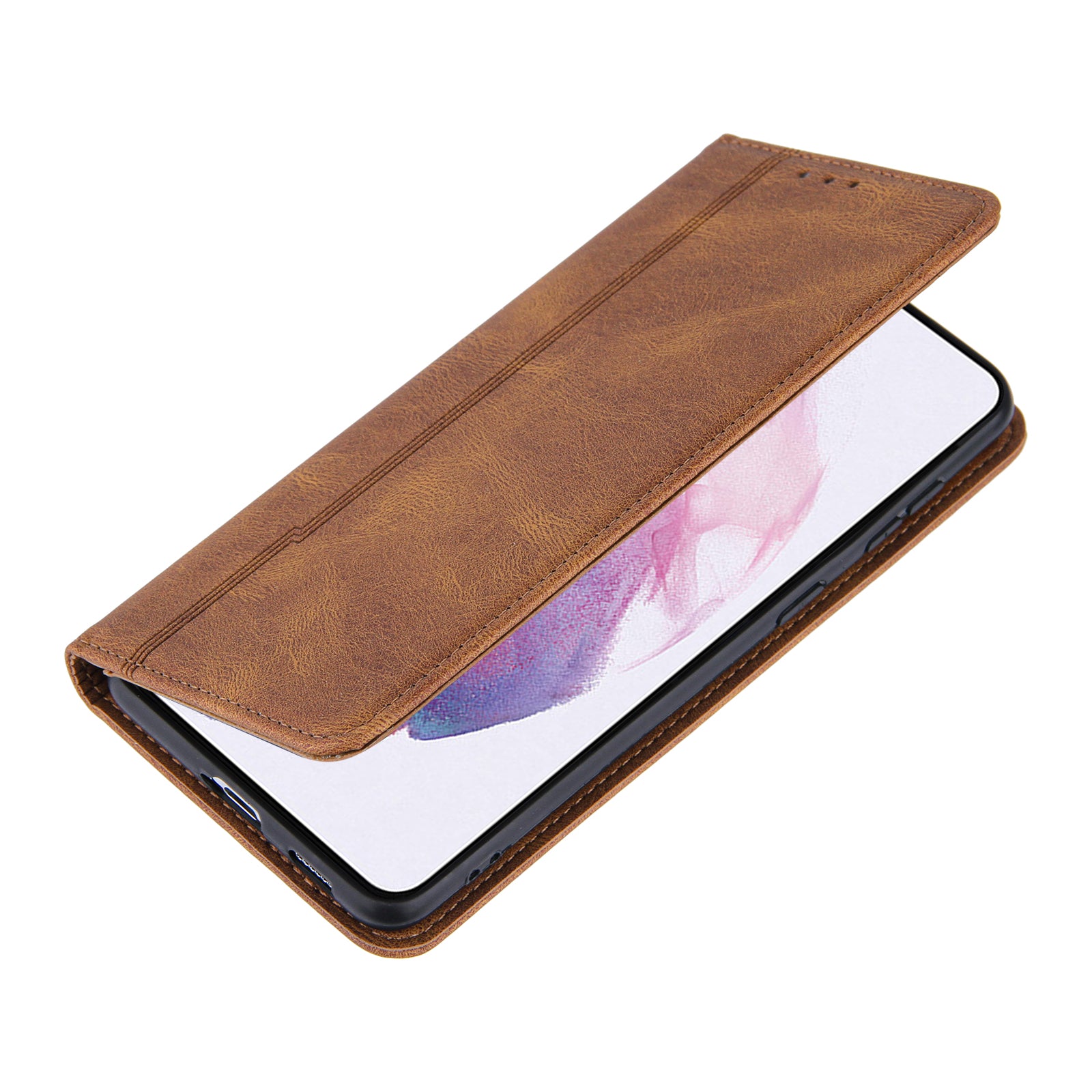Lines Imprinted Wallet Phone Stand Case for Samsung Galaxy S23 PU Leather Skin-touch Phone Cover