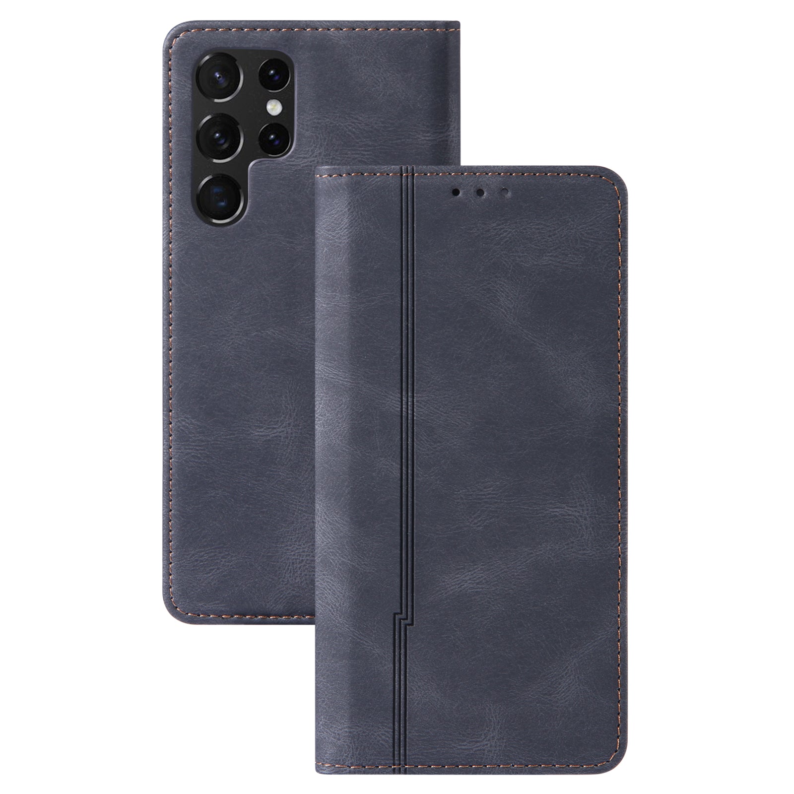 Shockproof Phone Case for Samsung Galaxy S23 Ultra Skin-friendly Leather Stand Wallet Cell Phone Cover