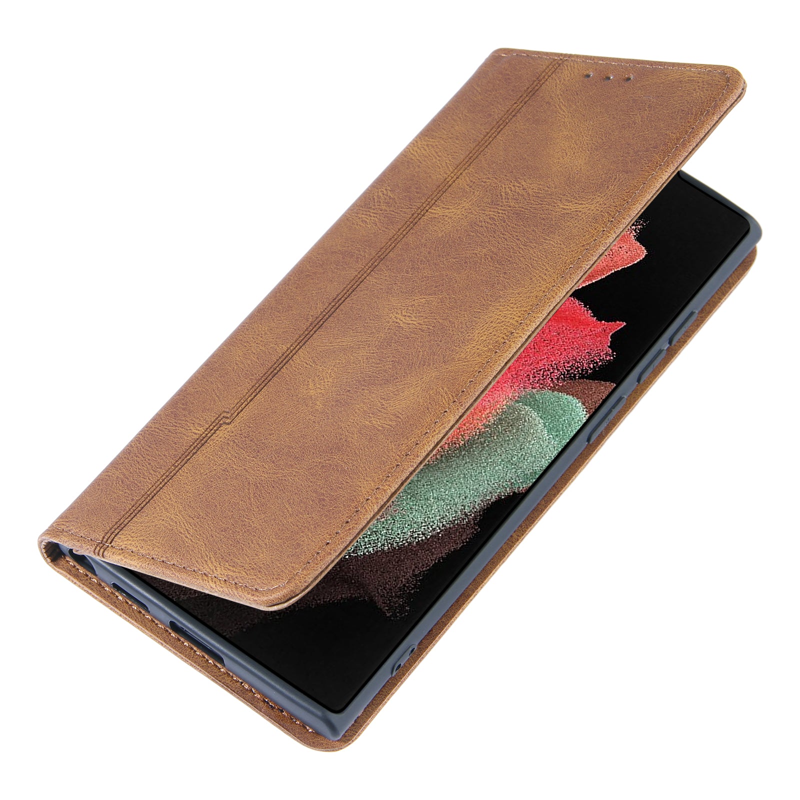 Shockproof Phone Case for Samsung Galaxy S23 Ultra Skin-friendly Leather Stand Wallet Cell Phone Cover