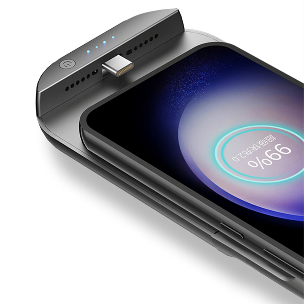 Přenosné bateriové pouzdro T35 pro Samsung Galaxy S23+, 6000mAh Power Bank Zadní pouzdro na telefon se stojánkem