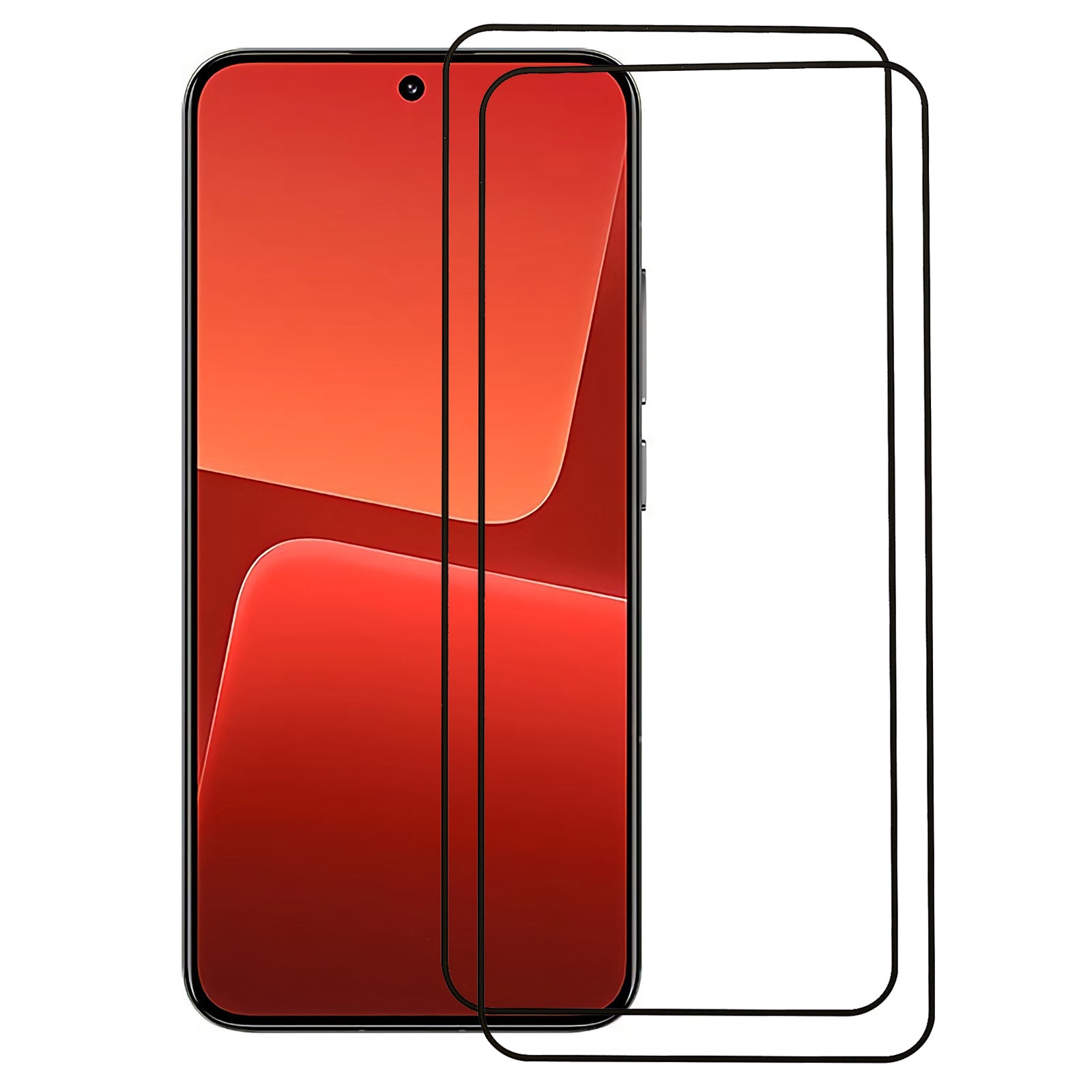 2PCS/Set For Xiaomi 13 5G Silk Printing Screen Protector Black Edge Full Glue Anti-fingerprint Tempered Glass Full Cover Film