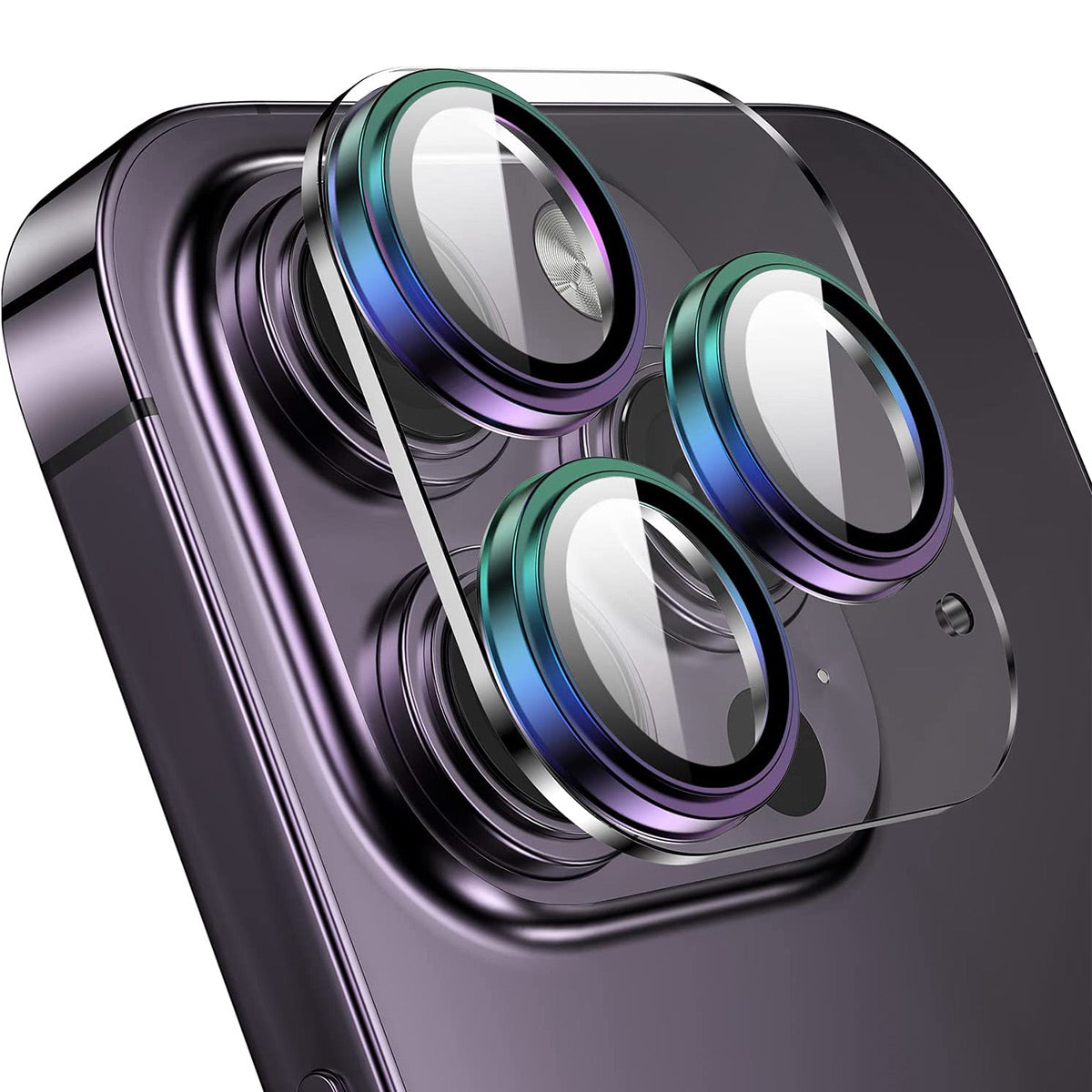 ENKAY HAT PRINCE Camera Lens Protector for iPhone 14 Pro 14 Pro Max Full Coverage Aluminium Alloy Ring Tempered Glass Lens Film