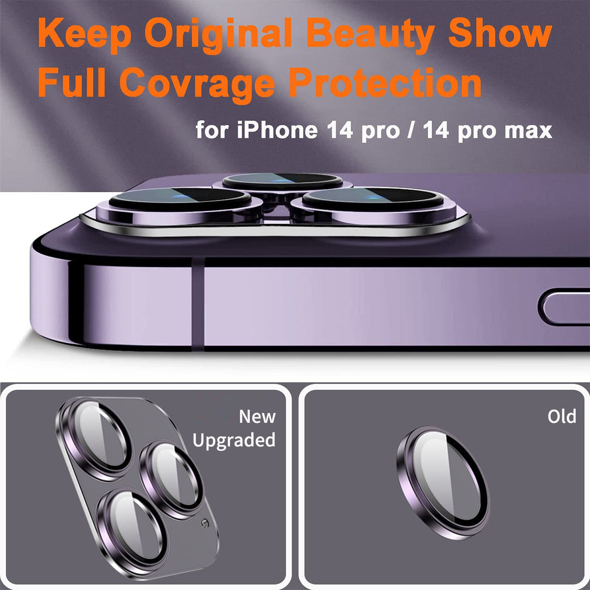 ENKAY HAT PRINCE Camera Lens Protector for iPhone 14 Pro 14 Pro Max Full Coverage Aluminium Alloy Ring Tempered Glass Lens Film
