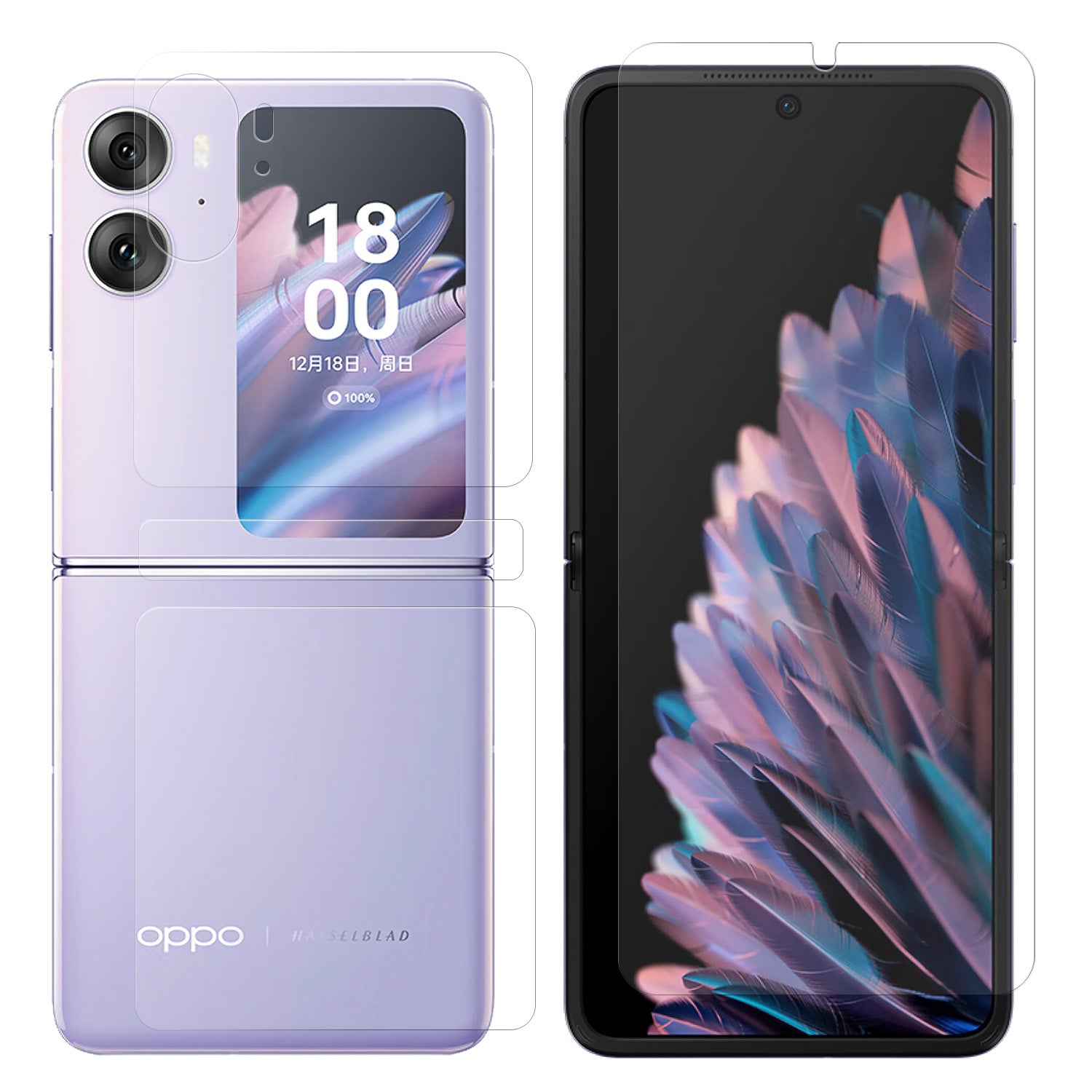 For Oppo Find N2 Flip 5G 1 Set Front and Back Soft TPU Protector Anti-scratch HD Clear Full Cover Screen Protector