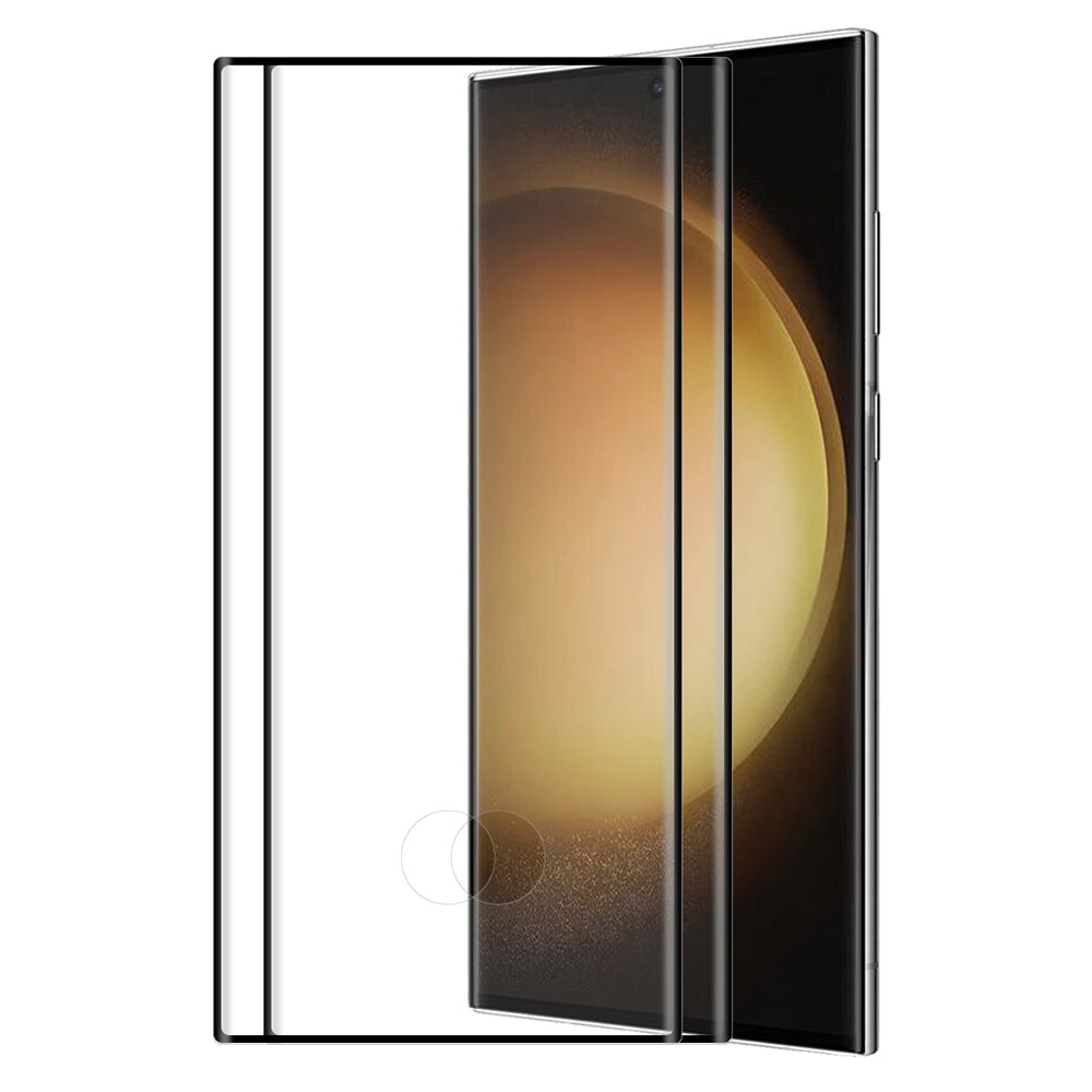 ENKAY HAT PRINCE 2Pcs/Set for Samsung Galaxy S23 Ultra 0.26mm 3D Curved Hot Bending Full Glue Clear Anti-explosion Tempered Glass Screen Protector [Support Fingerprint Unlocking]