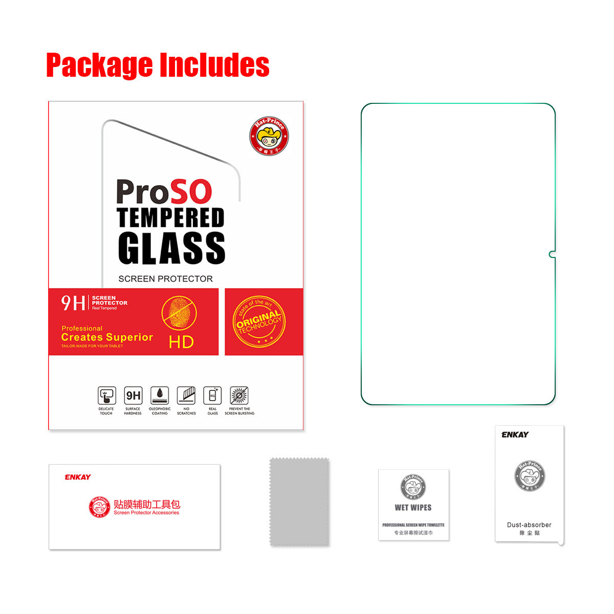 ENKAY HAT PRINCE Tempered Glass Film for Xiaomi Pad 5 Pro 12.4 (2022) 0.33mm 9H 2.5D Arc Edge Ultra Clear Anti-explosion Screen Protector