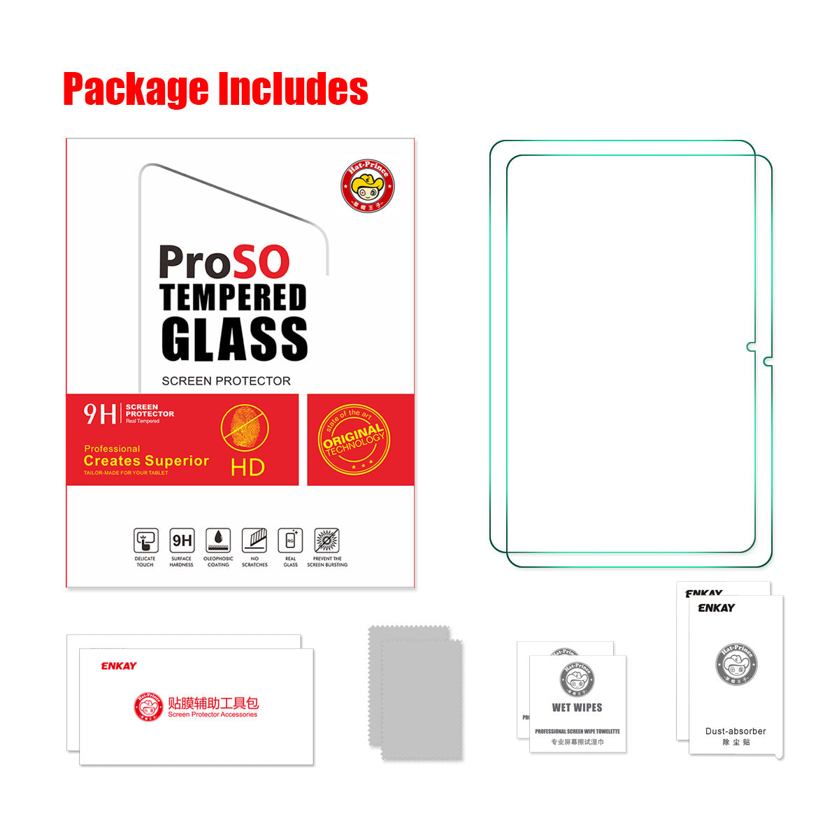 ENKAY HAT PRINCE 2Pcs Tempered Glass Film for Xiaomi Pad 5 Pro 12.4 (2022) Anti-explosion 9H 2.5D Arc Edge 0.33mm HD Clear Screen Protector