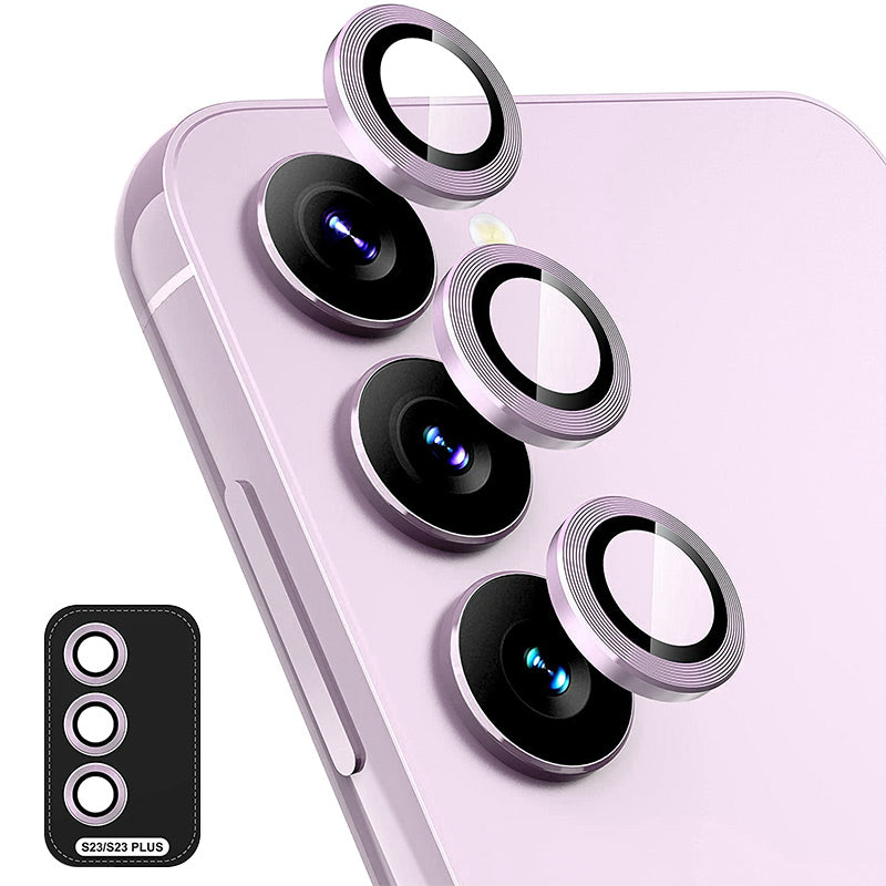 ENKAY HAT PRINCE Camera Lens Protector for Samsung Galaxy S23 S23 1 Set Aluminum Alloy Ring Tempered Glass Lens Film