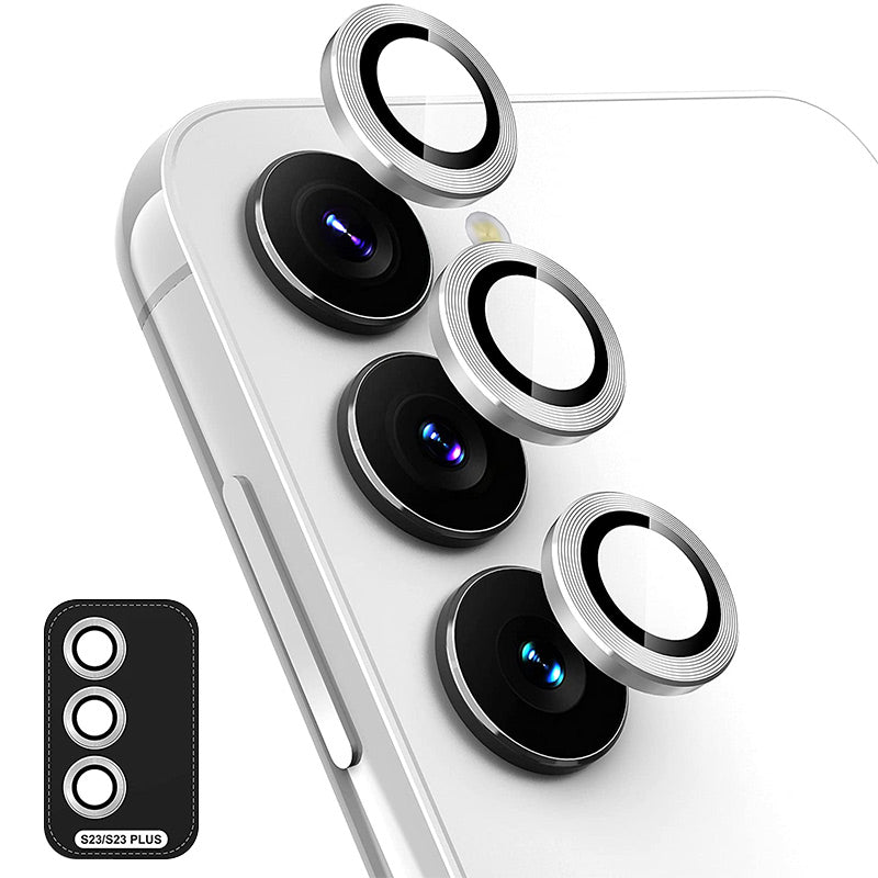 ENKAY HAT PRINCE Camera Lens Protector for Samsung Galaxy S23 S23 1 Set Aluminum Alloy Ring Tempered Glass Lens Film