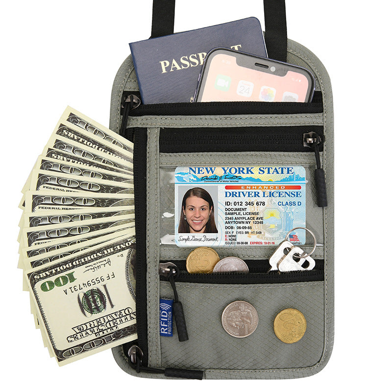 Multifunctional Halter Passport Bag RFID Blocking Crossbody Bag Ticket Document Protection Storage Pouch