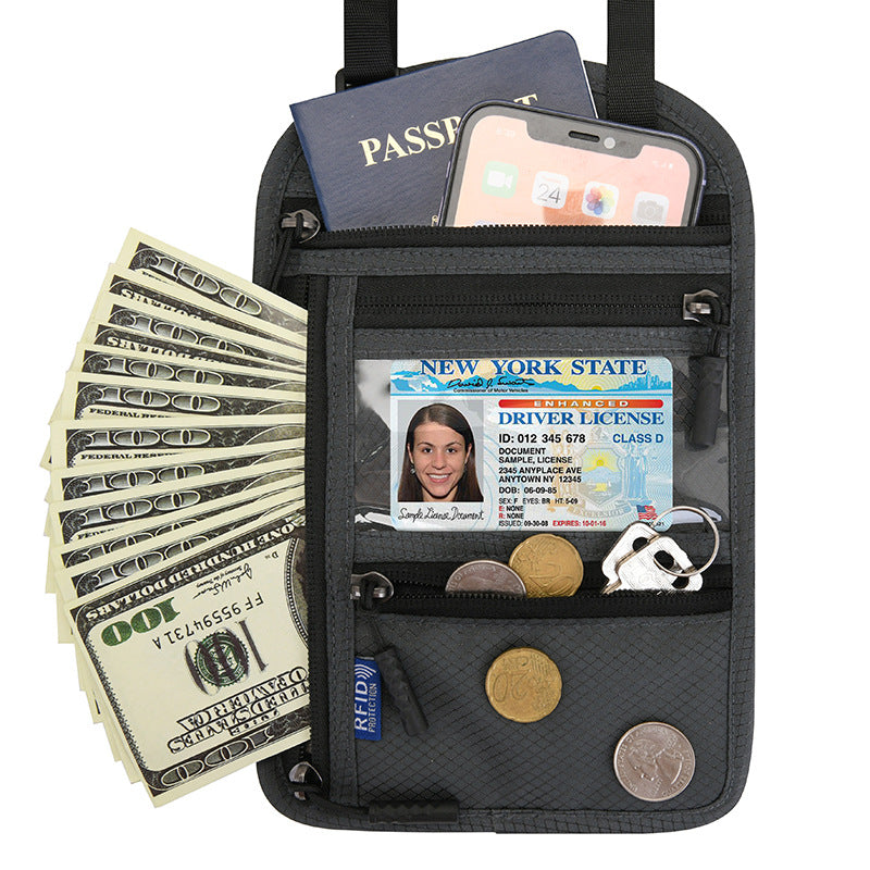 Multifunctional Halter Passport Bag RFID Blocking Crossbody Bag Ticket Document Protection Storage Pouch