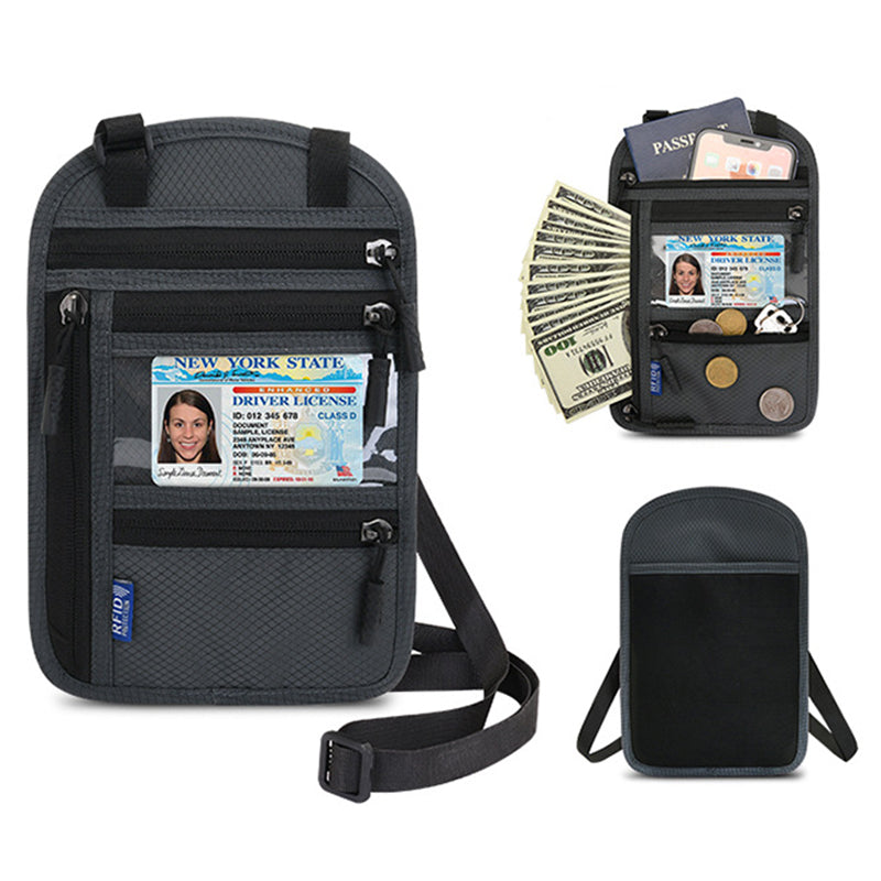Multifunctional Halter Passport Bag RFID Blocking Crossbody Bag Ticket Document Protection Storage Pouch