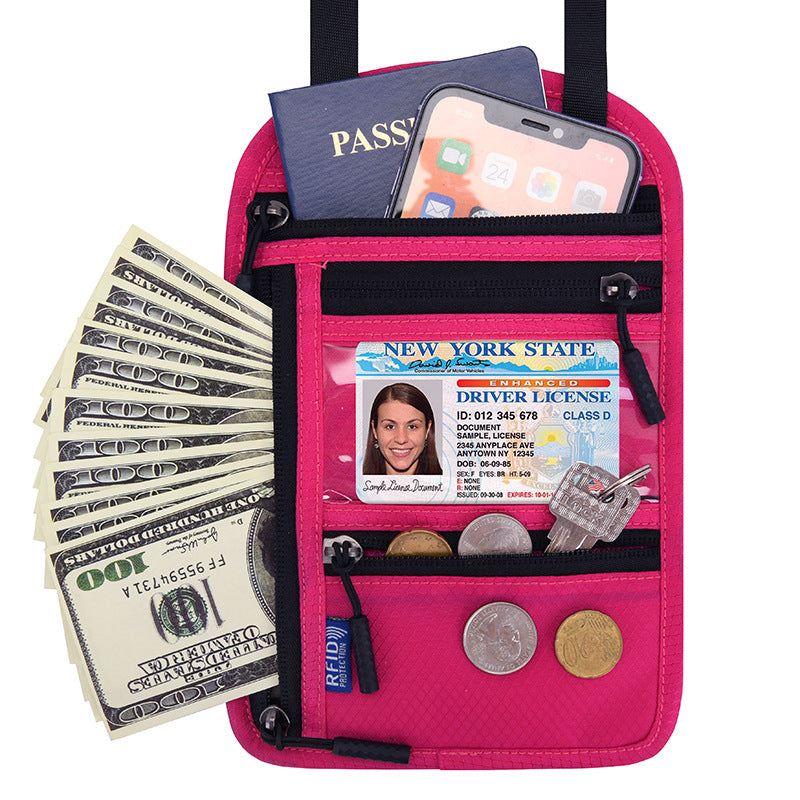 Multifunctional Halter Passport Bag RFID Blocking Crossbody Bag Ticket Document Protection Storage Pouch