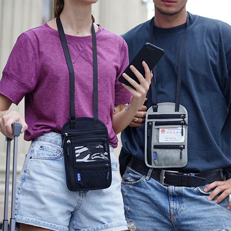 Multifunctional Halter Passport Bag RFID Blocking Crossbody Bag Ticket Document Protection Storage Pouch