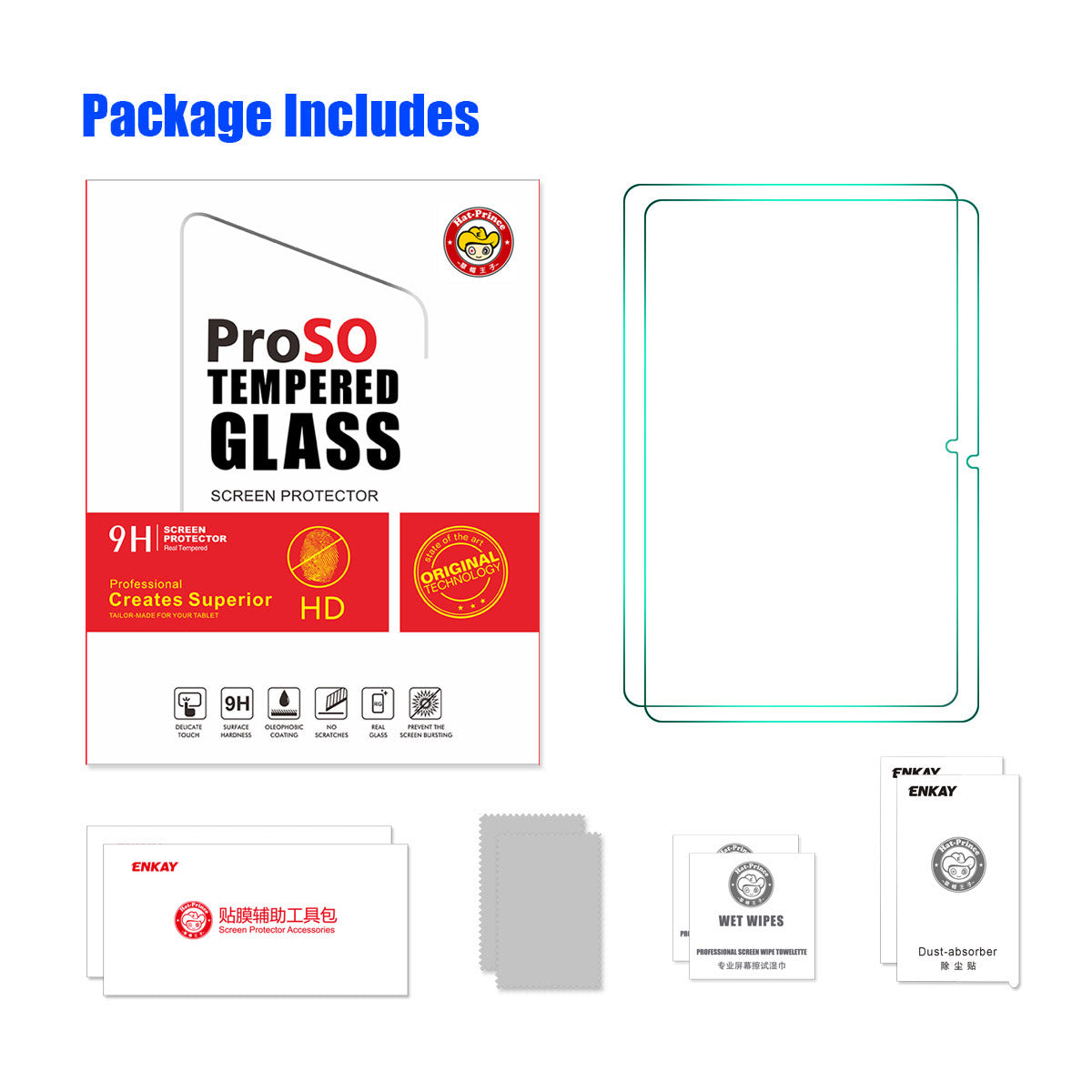 ENKAY HAT PRINCE 2Pcs Tempered Glass Film for Honor Pad V8 Pro 0.33mm 9H 2.5D HD Clear Full Glue Screen Protector