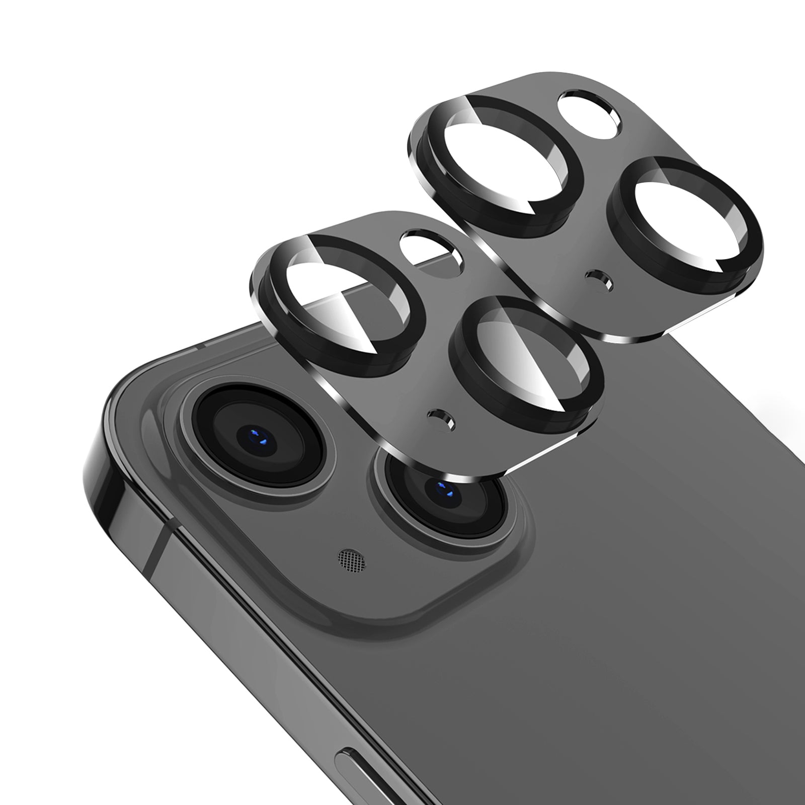 AHASTYLE WG62-1 2Pcs for iPhone 13 13 mini Camera Lens Protector Aluminum Alloy Tempered Glass Camera Lens Film