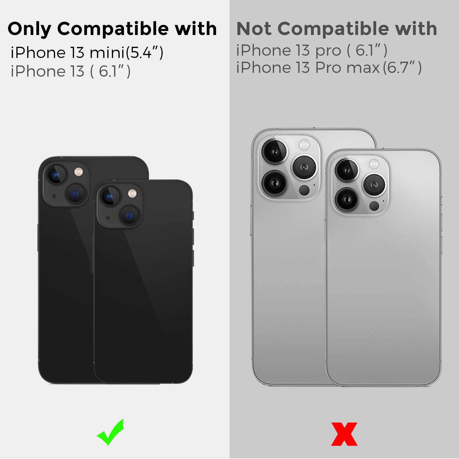 AHASTYLE WG62-1 2Pcs for iPhone 13 13 mini Camera Lens Protector Aluminum Alloy Tempered Glass Camera Lens Film