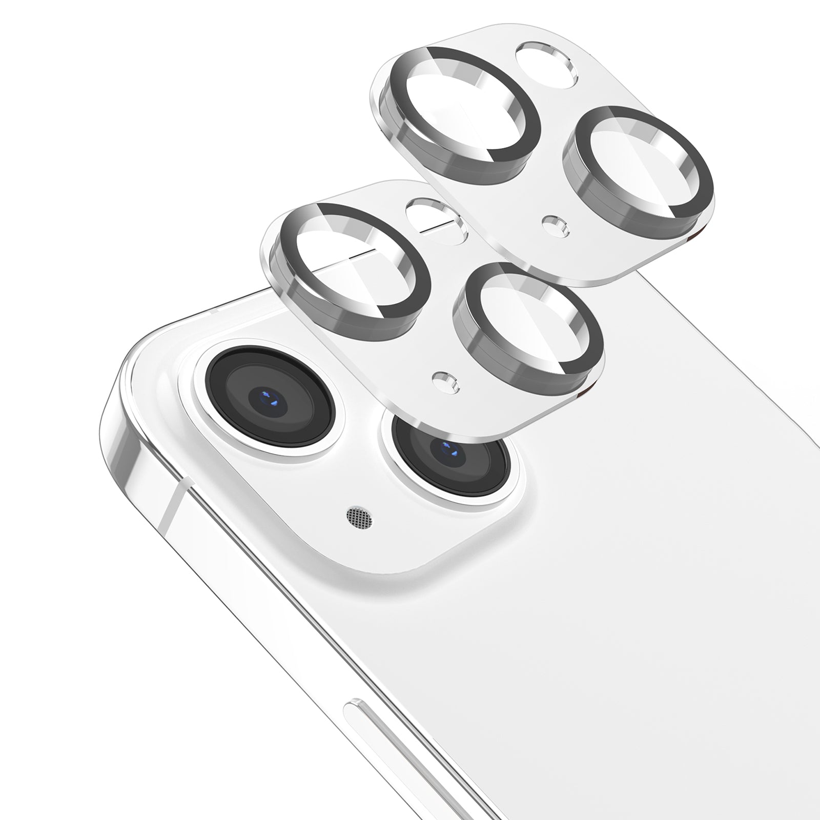 AHASTYLE WG62-1 2Pcs for iPhone 13 13 mini Camera Lens Protector Aluminum Alloy Tempered Glass Camera Lens Film