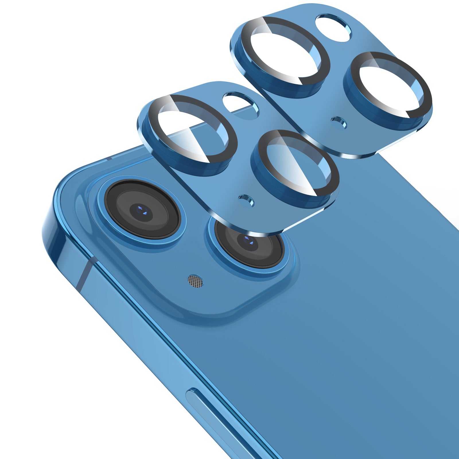 AHASTYLE WG62-1 2Pcs for iPhone 13 13 mini Camera Lens Protector Aluminum Alloy Tempered Glass Camera Lens Film