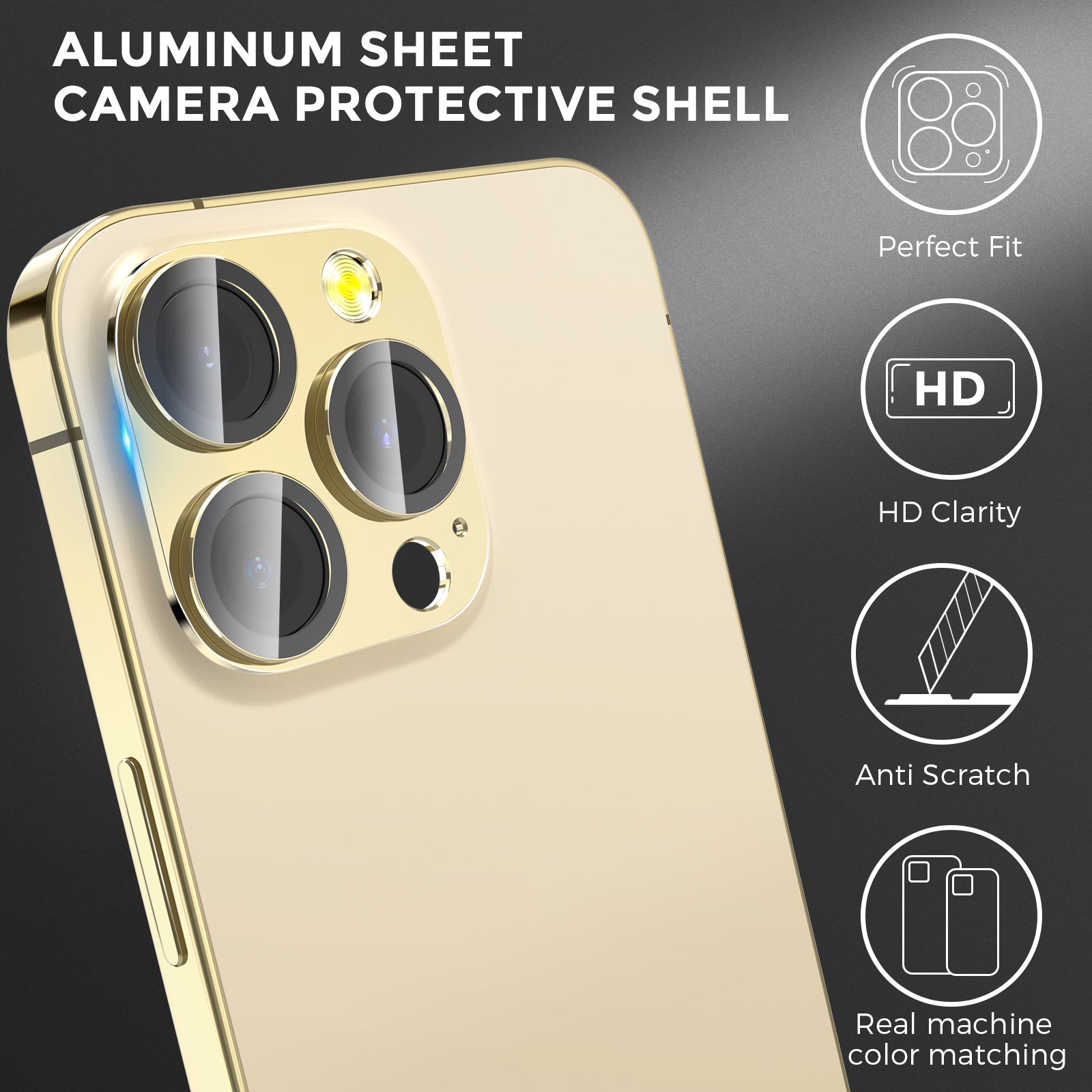 AHASTYLE WG62-1 2Pcs for iPhone 13 Pro 13 Pro Max Camera Lens Protector Aluminum Alloy Tempered Glass Camera Lens Film