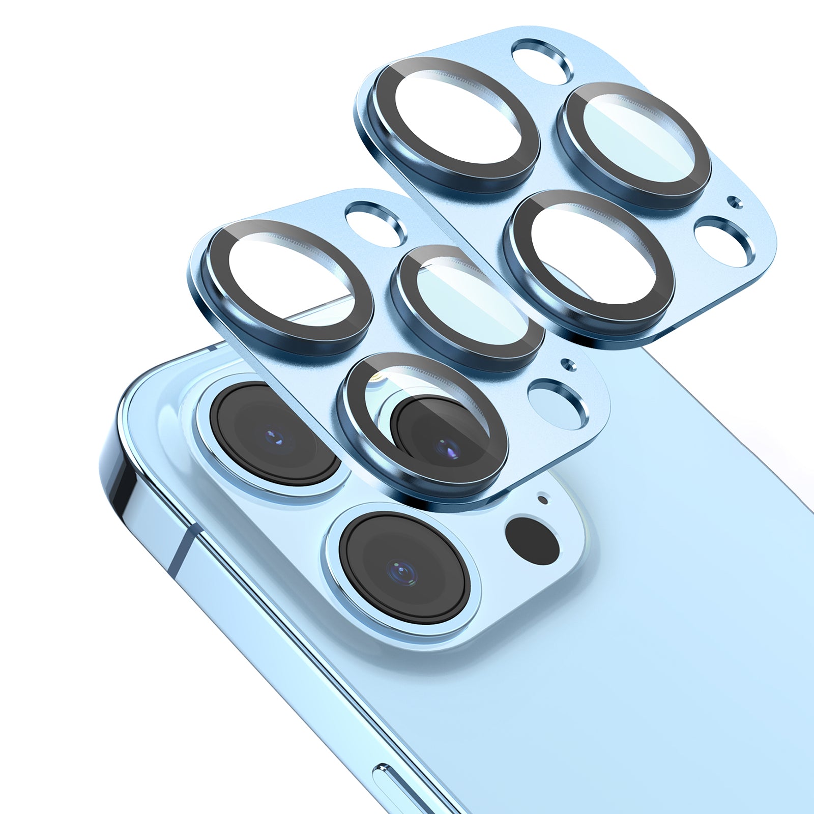 AHASTYLE WG62-1 2Pcs for iPhone 13 Pro 13 Pro Max Camera Lens Protector Aluminum Alloy Tempered Glass Camera Lens Film