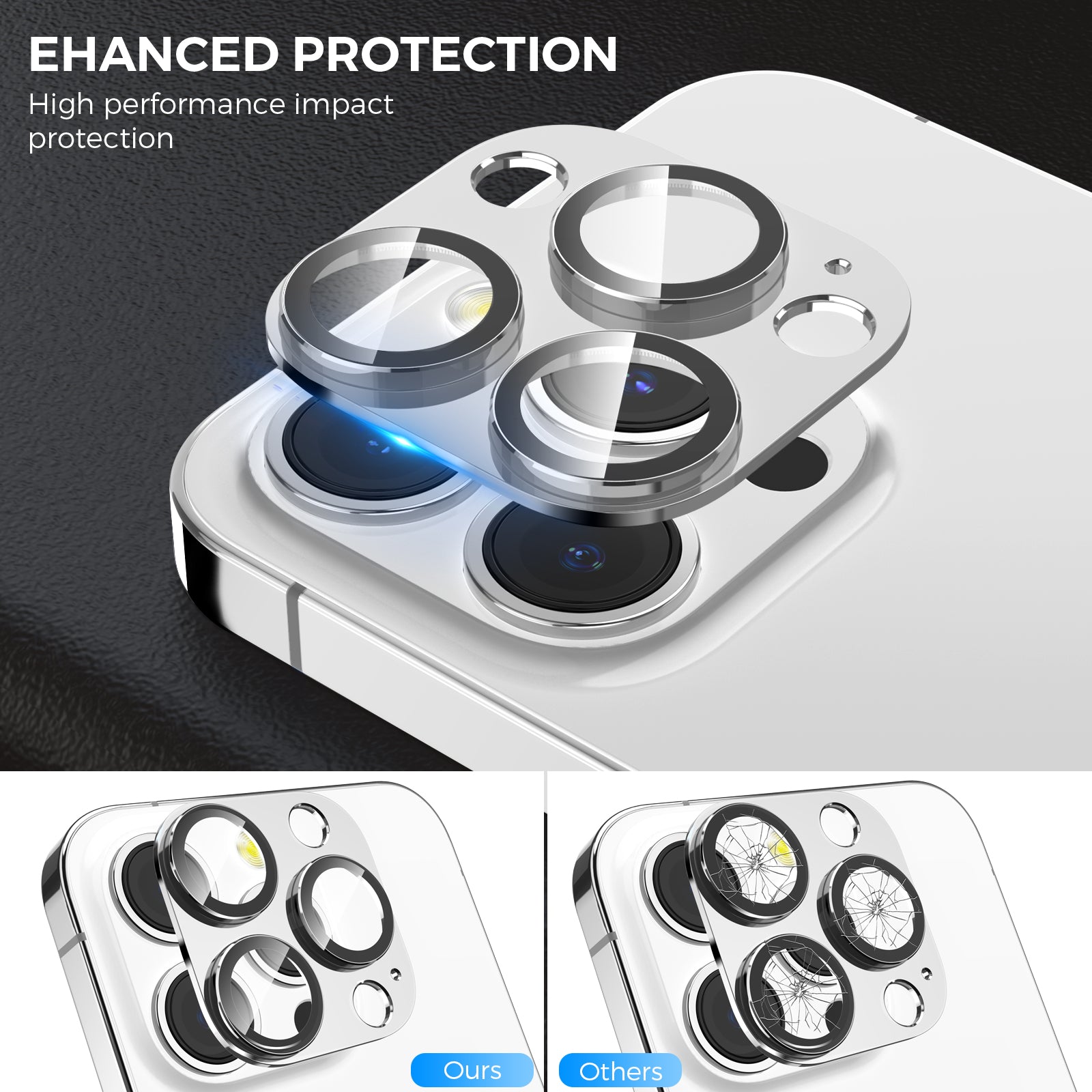 AHASTYLE WG62-1 2Pcs for iPhone 13 Pro 13 Pro Max Camera Lens Protector Aluminum Alloy Tempered Glass Camera Lens Film