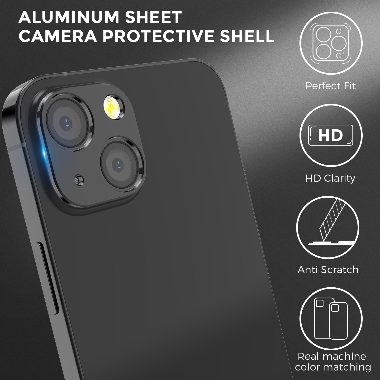 AHASTYLE WG62-1 2Pcs Camera Lens Film for iPhone 13 6.1 inch 13 mini 5.4 inch Aluminum Alloy Camera Lens Protector