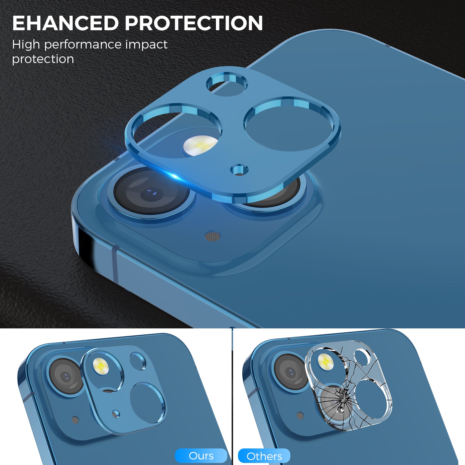 AHASTYLE WG62-1 2Pcs Camera Lens Film for iPhone 13 6.1 inch 13 mini 5.4 inch Aluminum Alloy Camera Lens Protector