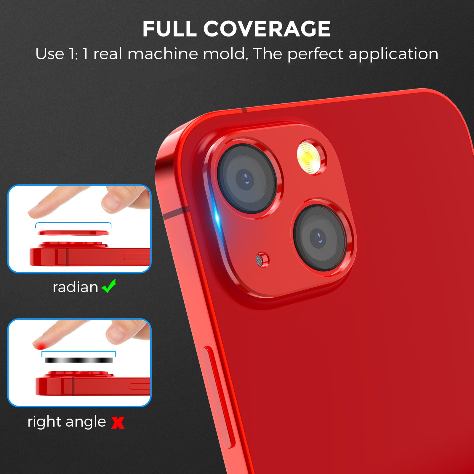 AHASTYLE WG62-1 2Pcs Camera Lens Film for iPhone 13 6.1 inch 13 mini 5.4 inch Aluminum Alloy Camera Lens Protector