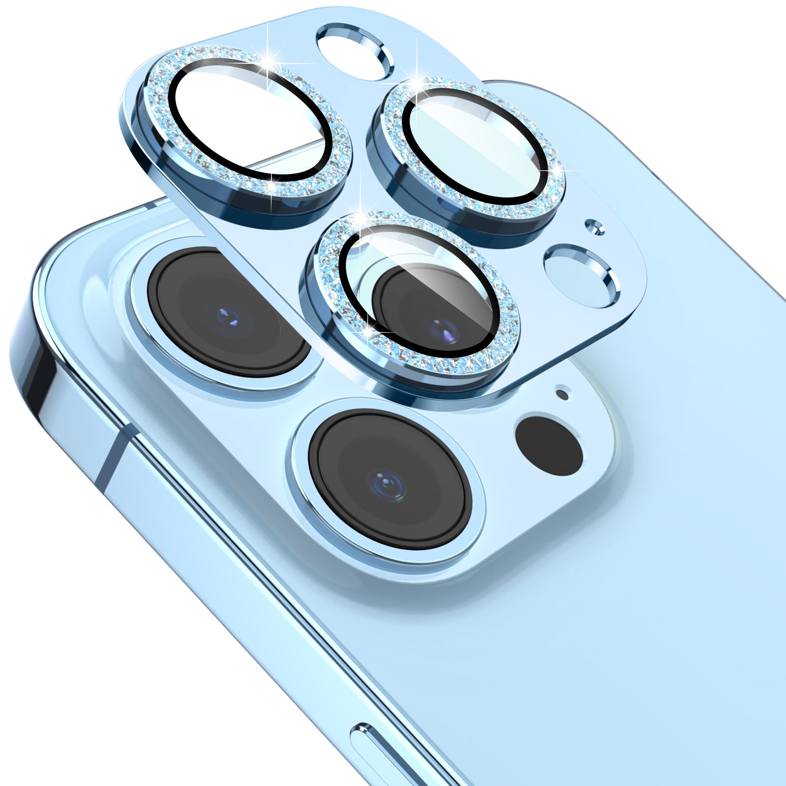 AHASTYLE WG62-3 for iPhone 13 Pro 13 Pro Max Camera Lens Protector Aluminum Alloy Tempered Glass Rhinestone Decor Camera Lens Film