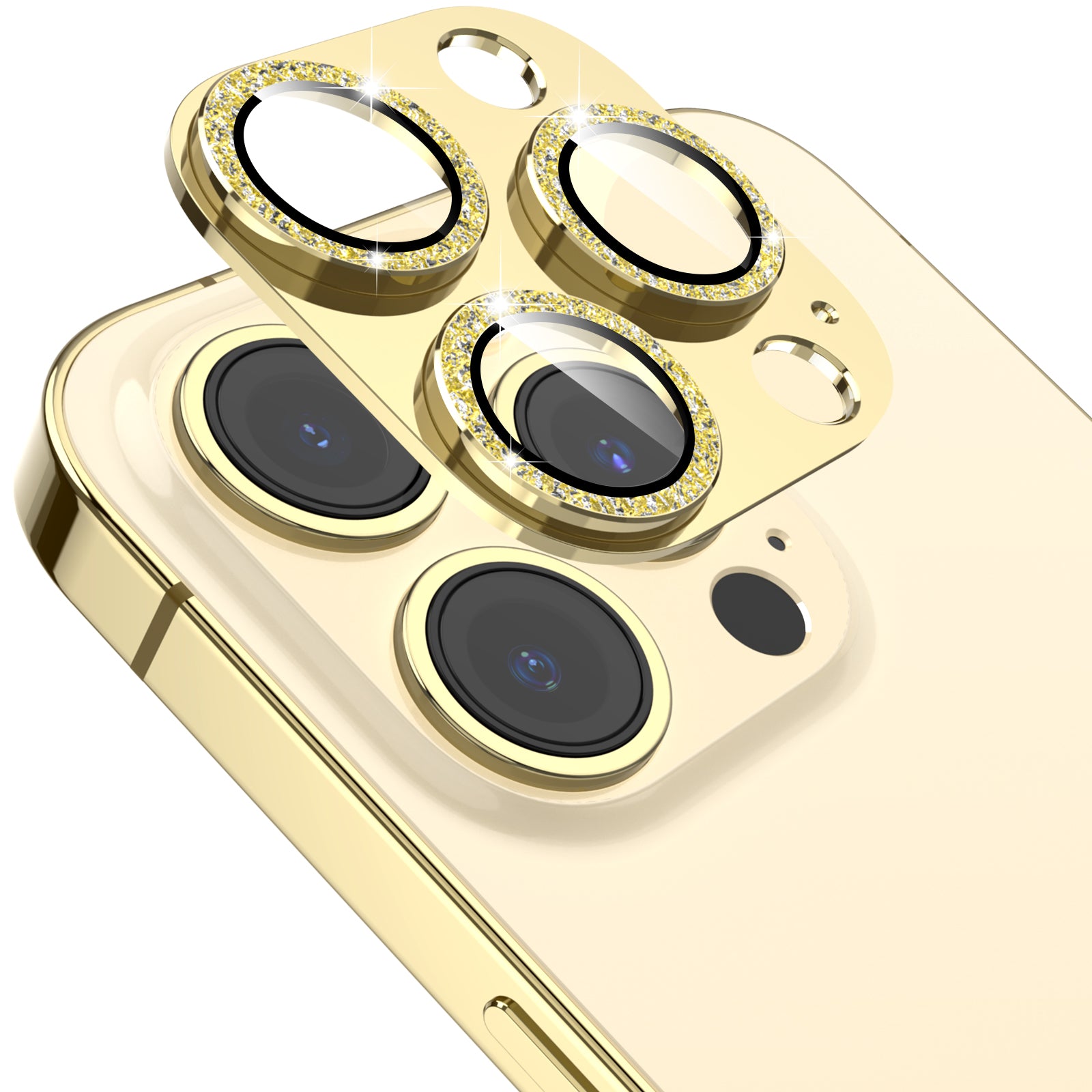 AHASTYLE WG62-3 for iPhone 13 Pro 13 Pro Max Camera Lens Protector Aluminum Alloy Tempered Glass Rhinestone Decor Camera Lens Film