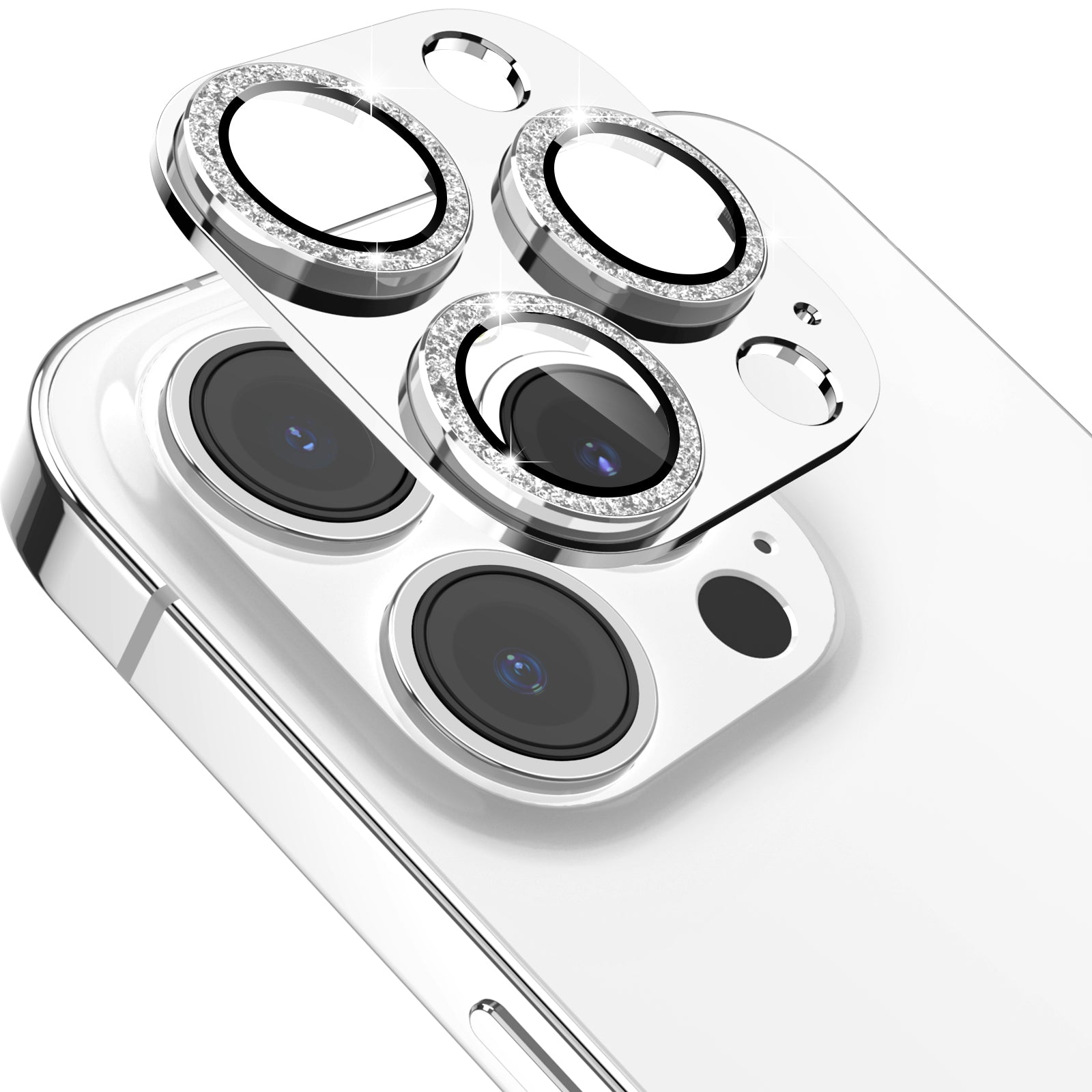 AHASTYLE WG62-3 for iPhone 13 Pro 13 Pro Max Camera Lens Protector Aluminum Alloy Tempered Glass Rhinestone Decor Camera Lens Film