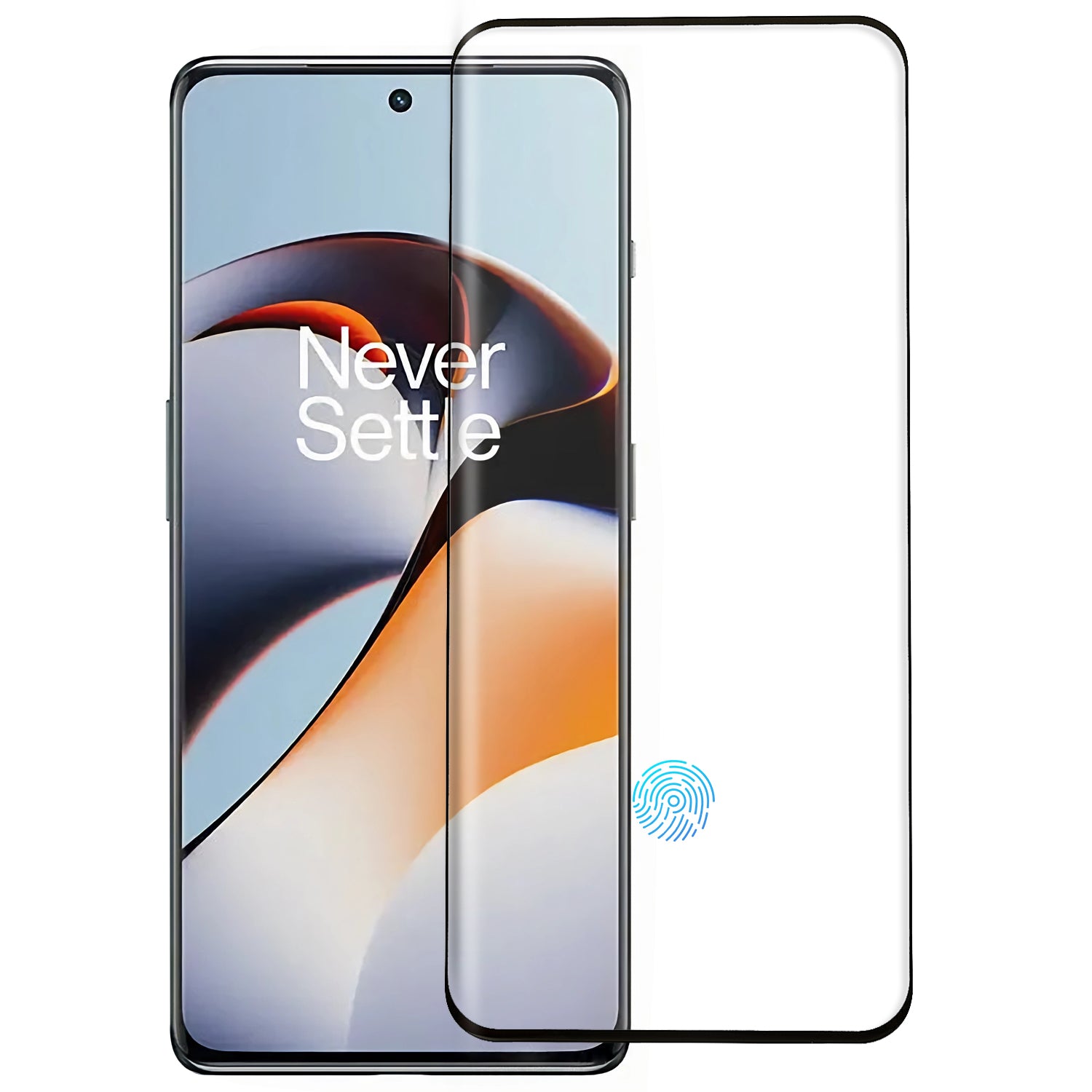 For OnePlus Ace 2 5G/11R 5G Tempered Glass Screen Protector Silk Printing Full Cover Side Glue HD Clear Curved Film (Support Fingerprint Unlock)