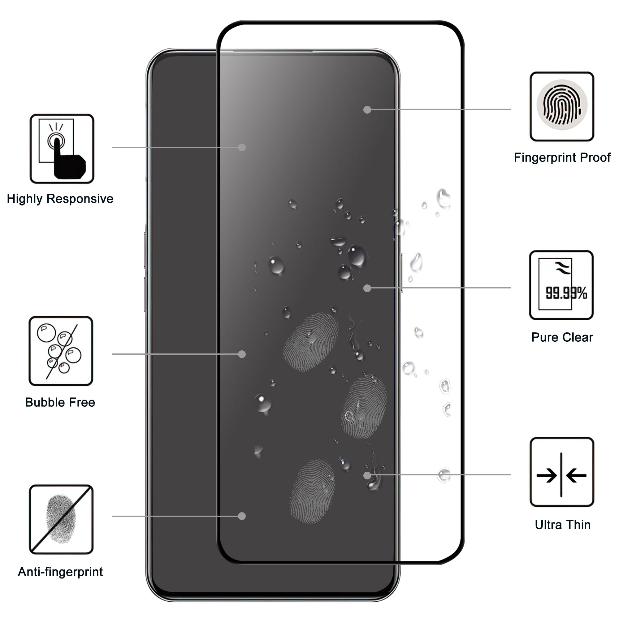 HD Screen Protector for Realme GT Neo 5 5G/GT3 5G Anti-scratch Full Glue Black Edge Tempered Glass Film