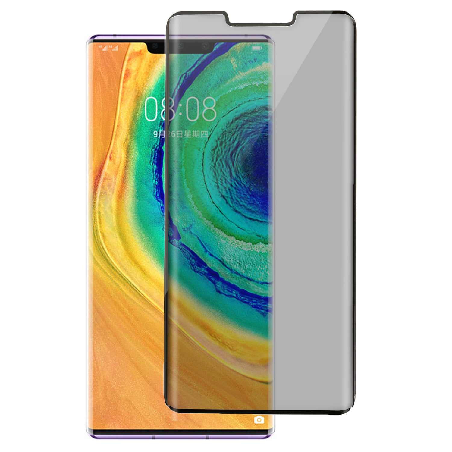 RURIHAI For Huawei Mate 30 Pro 4G/5G 28 Degree Privacy Screen Protector 3D Curved Tempered Glass Film