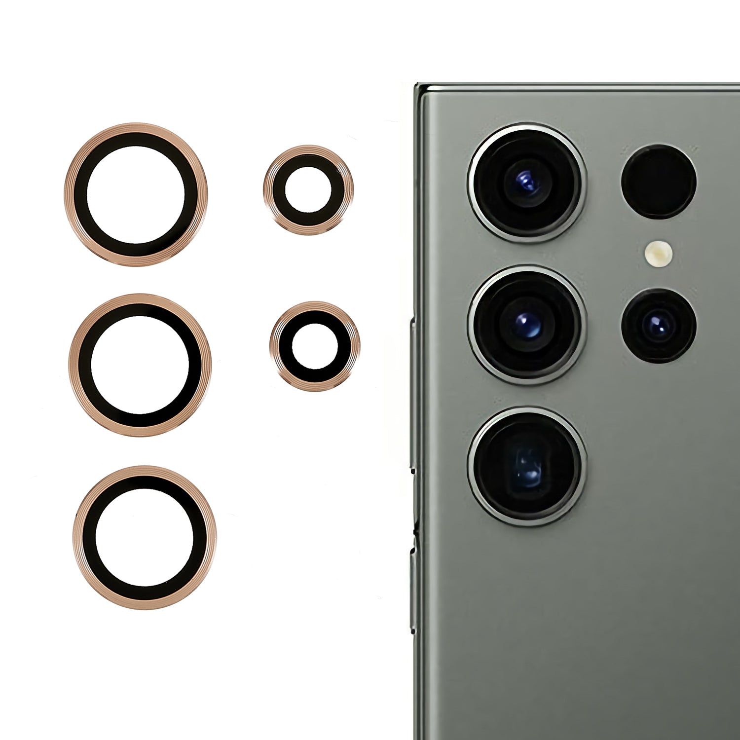 RURIHAI For Samsung Galaxy S23 Ultra 3D Camera Lens Protector AR Glass Metal Trim Rear Lens Film