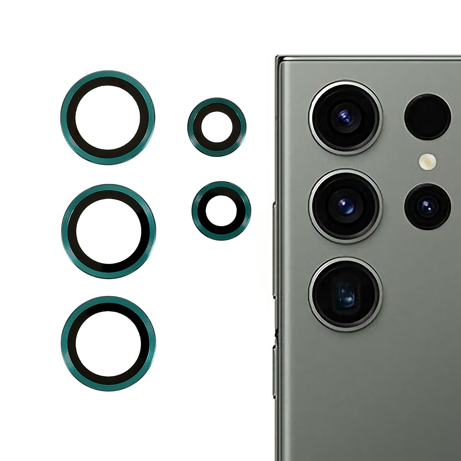 RURIHAI For Samsung Galaxy S23 Ultra 3D Camera Lens Protector AR Glass Metal Trim Rear Lens Film